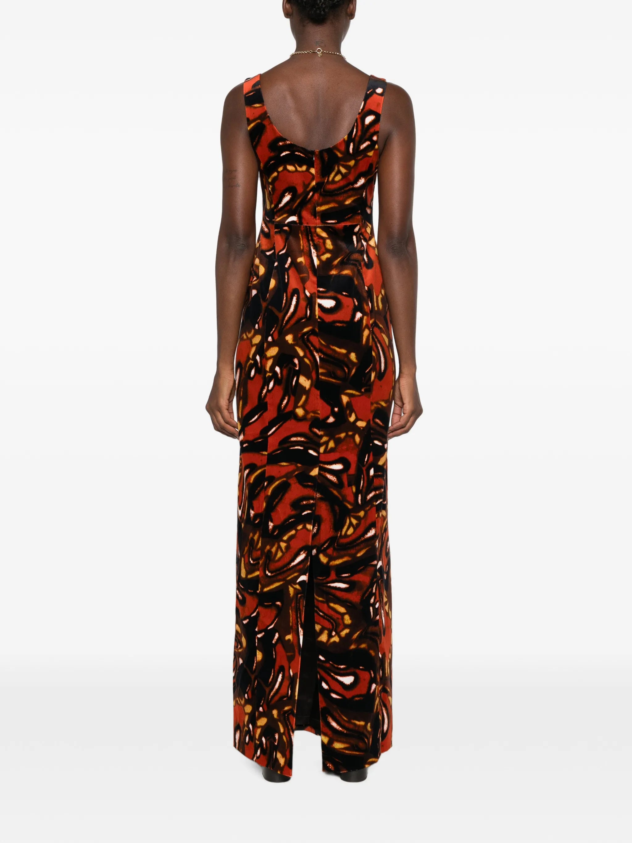 abstract-print sleeveless maxi dress