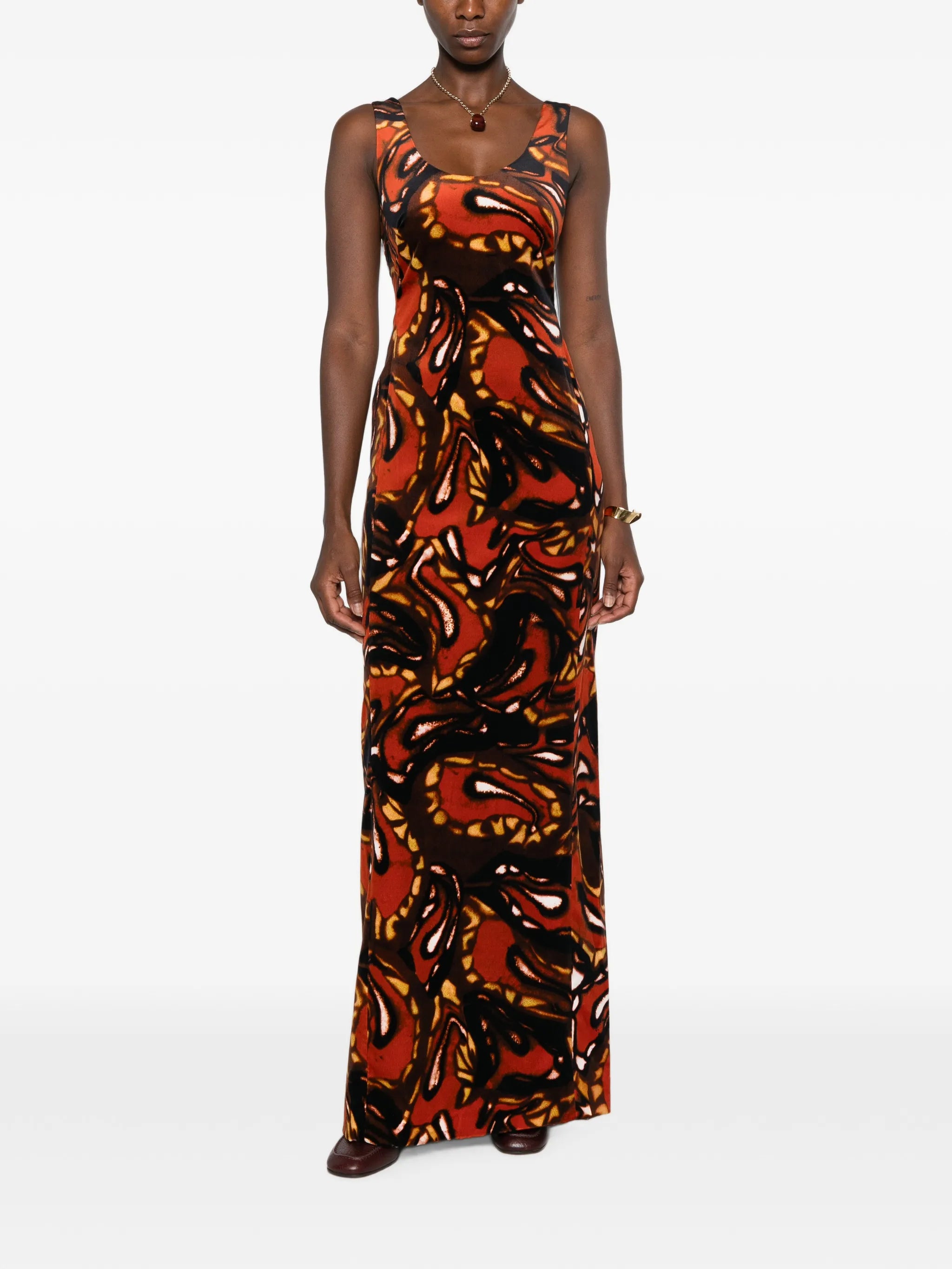 abstract-print sleeveless maxi dress