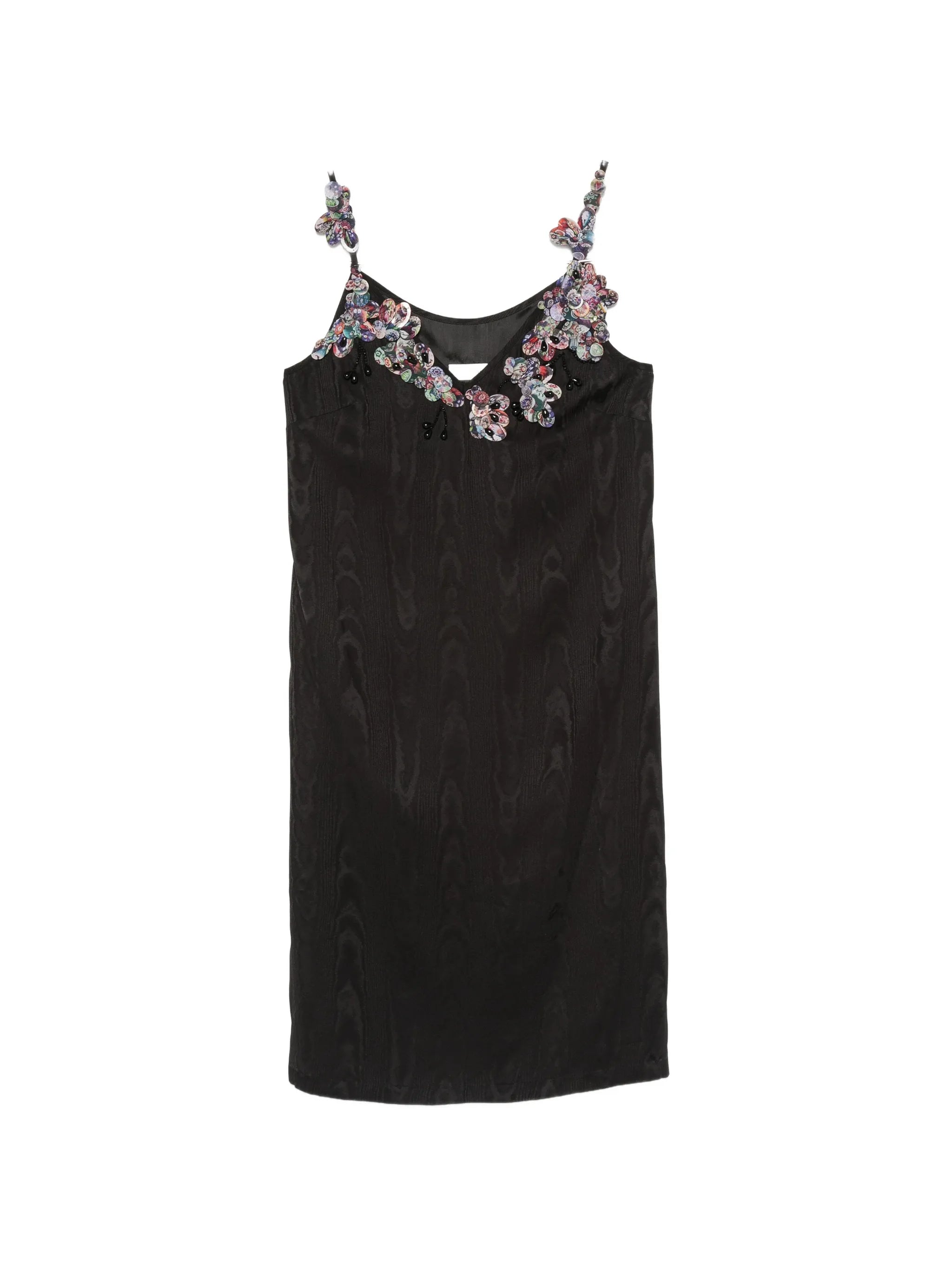 floral-embellished moiré-effect mini dress