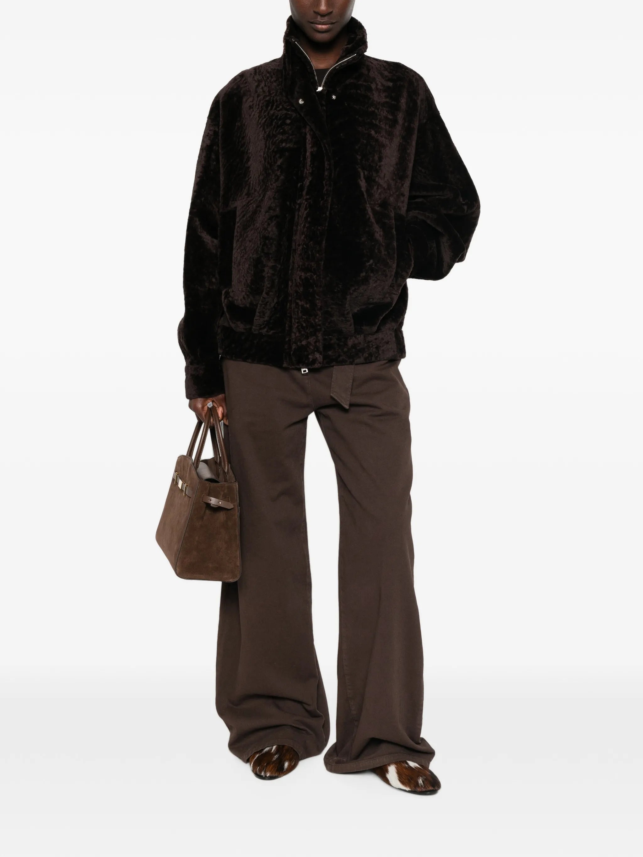 Paula high-neck shearling jacket