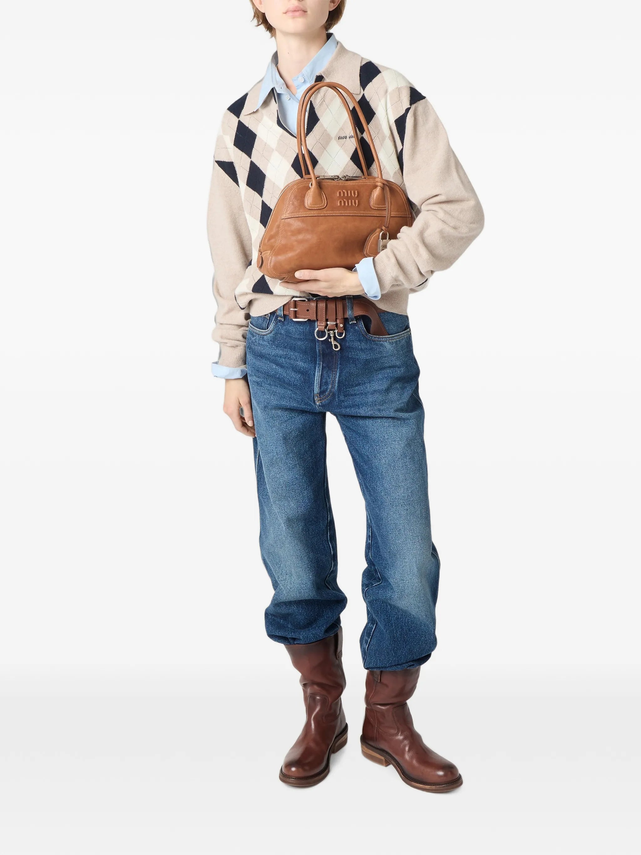 logo-embroidered faded-effect jeans