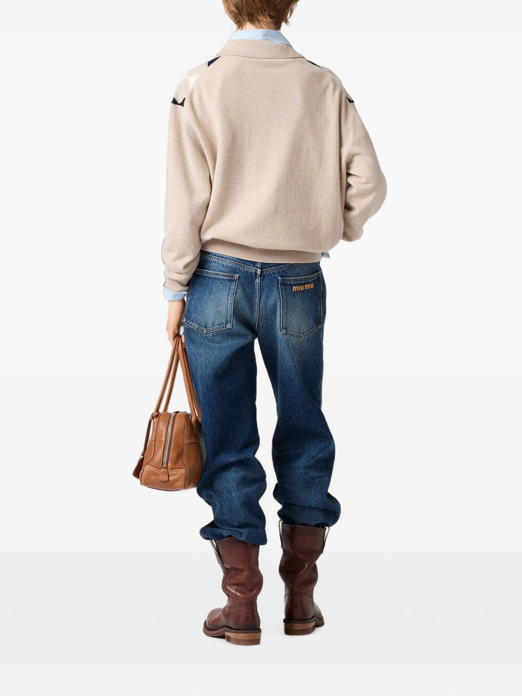 logo-embroidered faded-effect jeans