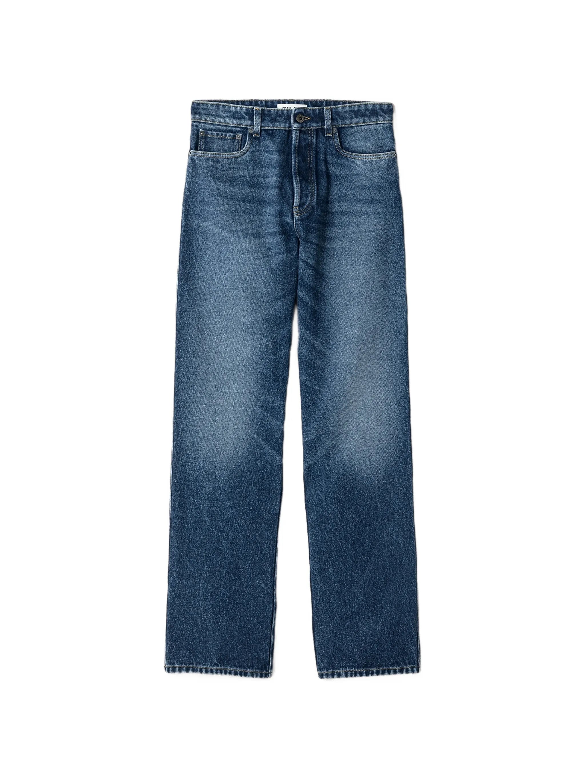 logo-embroidered faded-effect jeans