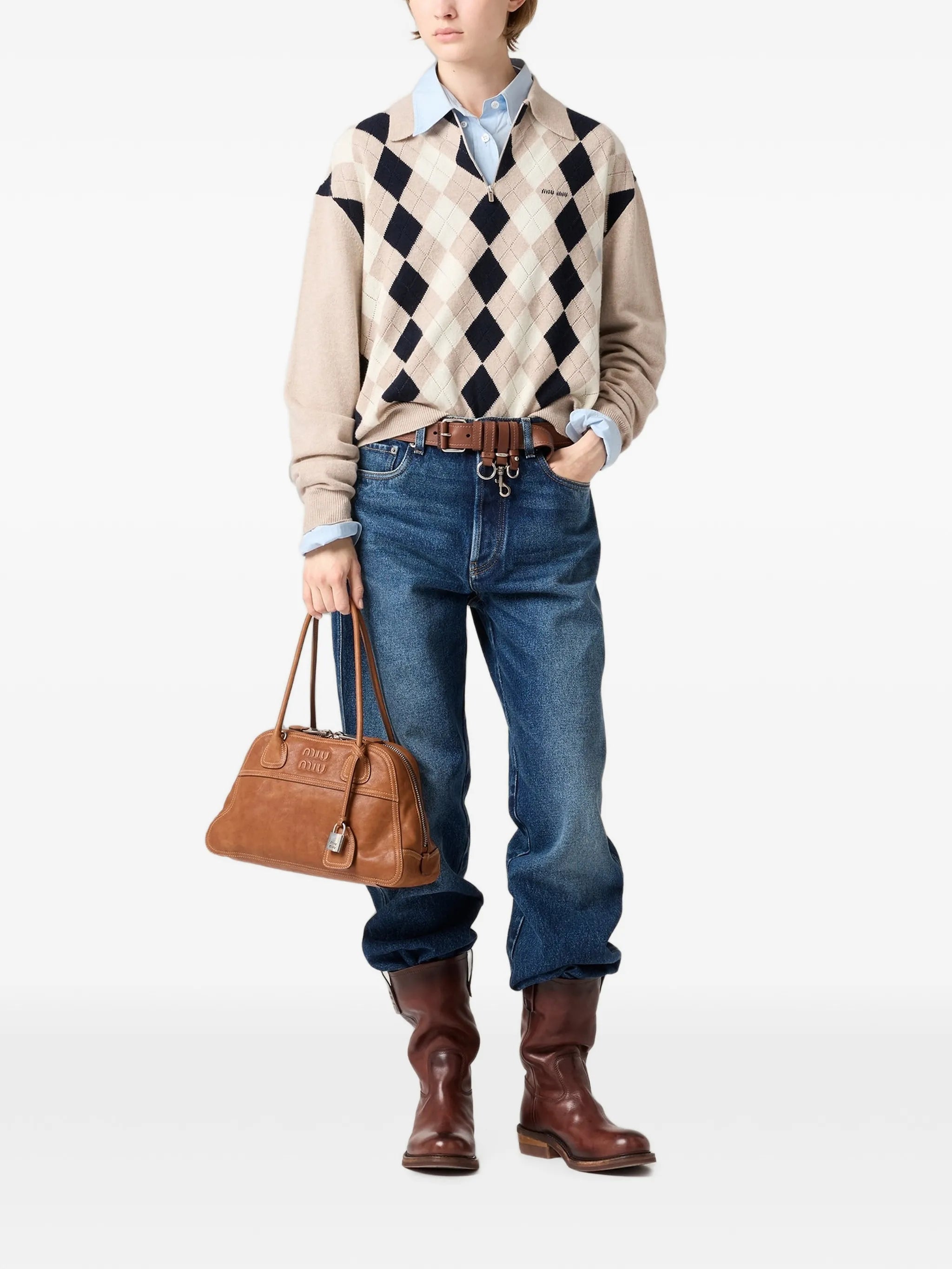 logo-embroidered faded-effect jeans