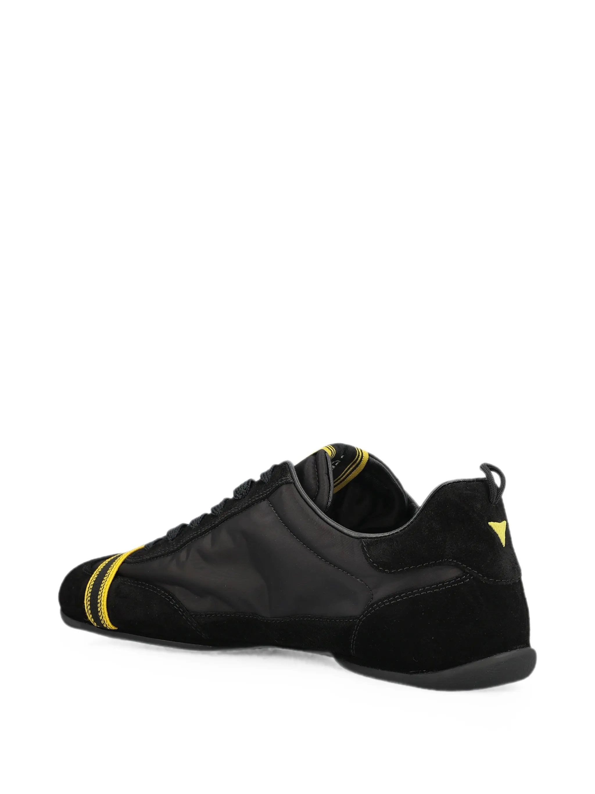 Wrap black suede and fabric low-top trainers