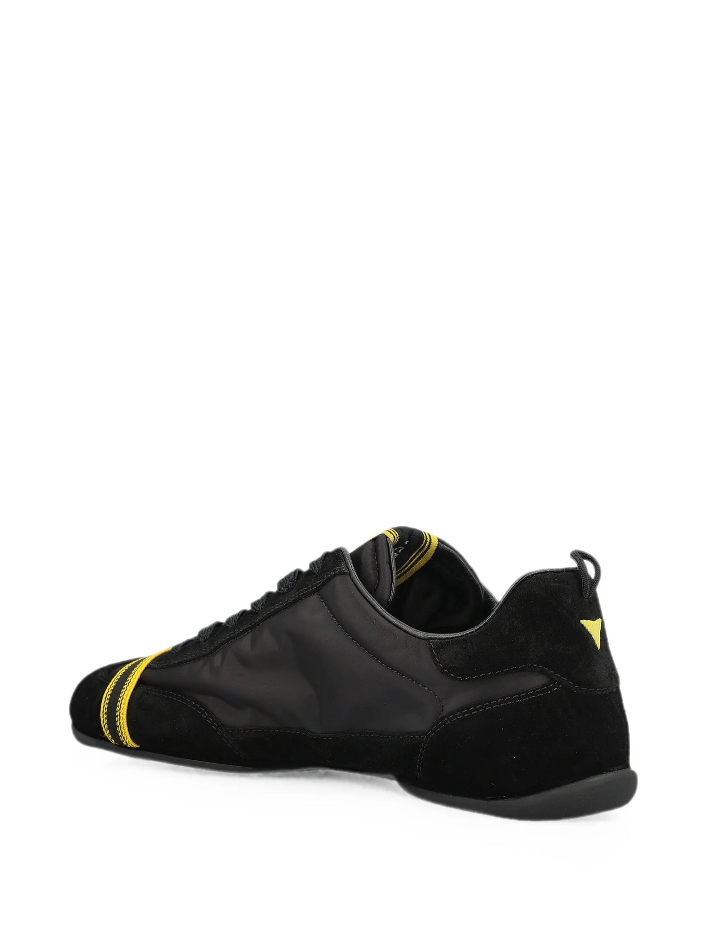 Wrap black suede and fabric low-top trainers