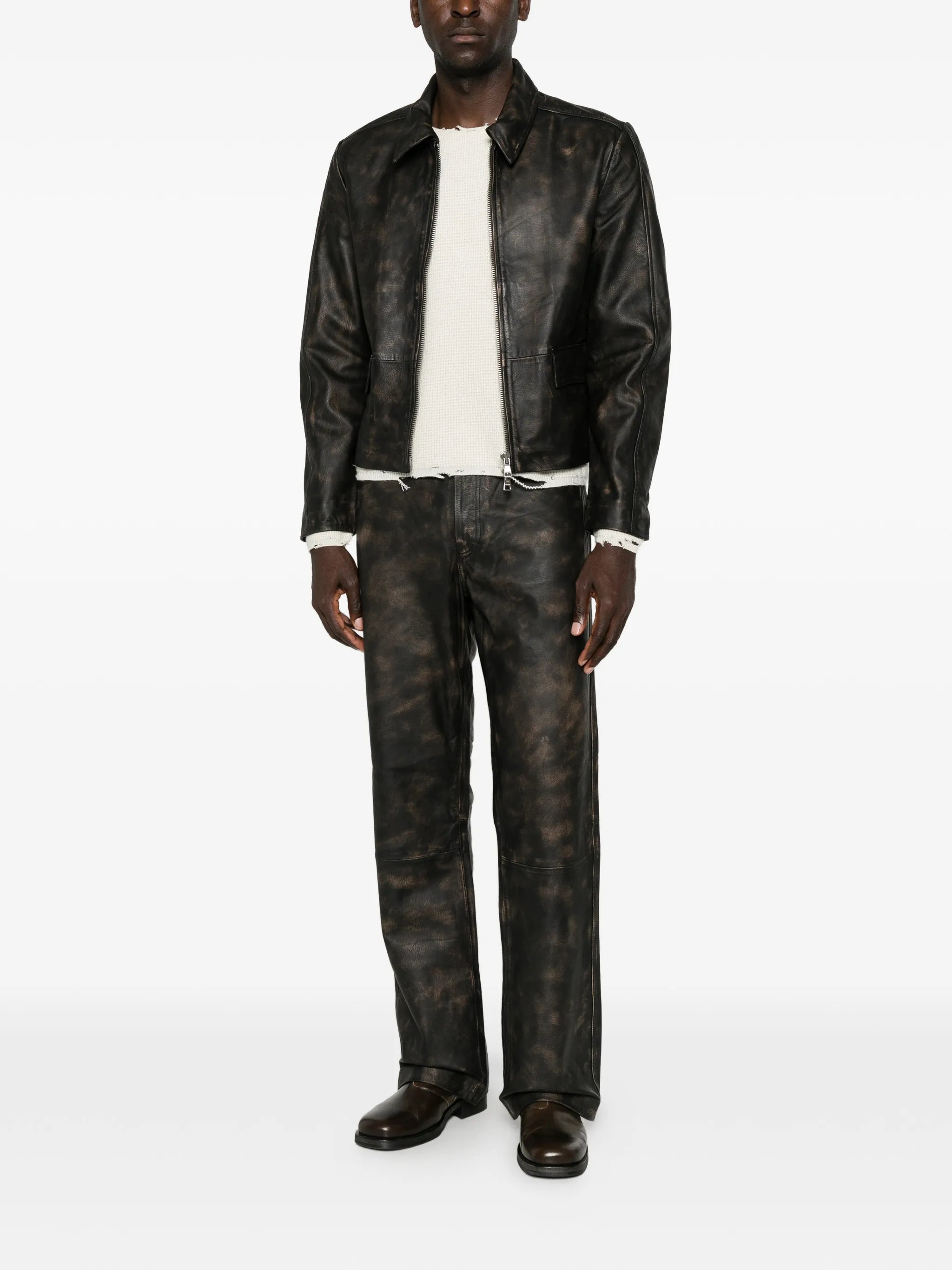 Denzel distressed leather jacket