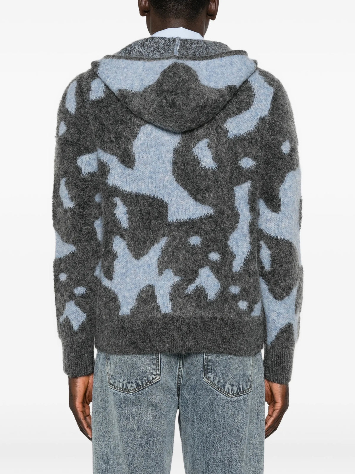 Glasgow intarsia-knit hooded cardigan