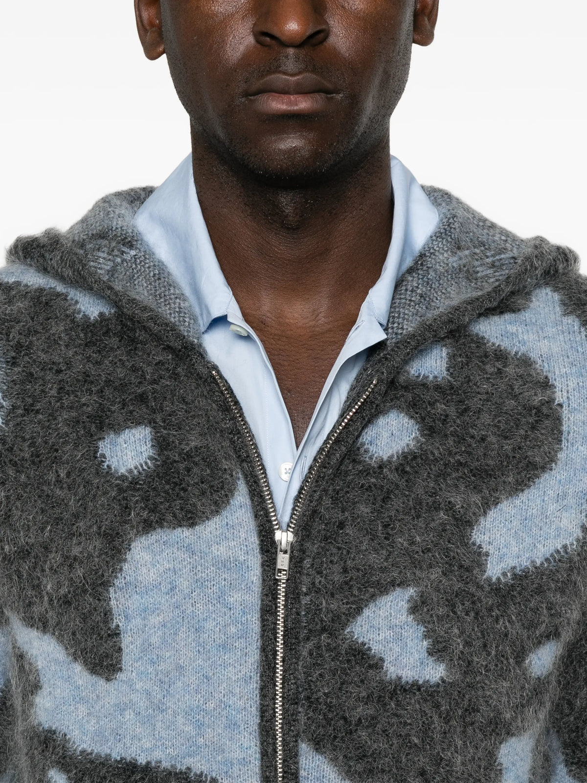 Glasgow intarsia-knit hooded cardigan