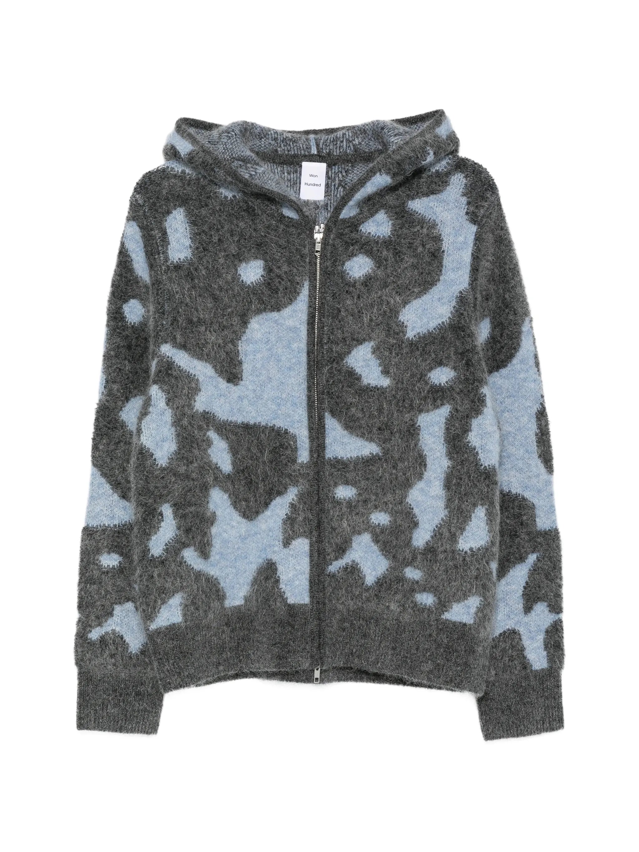Glasgow intarsia-knit hooded cardigan