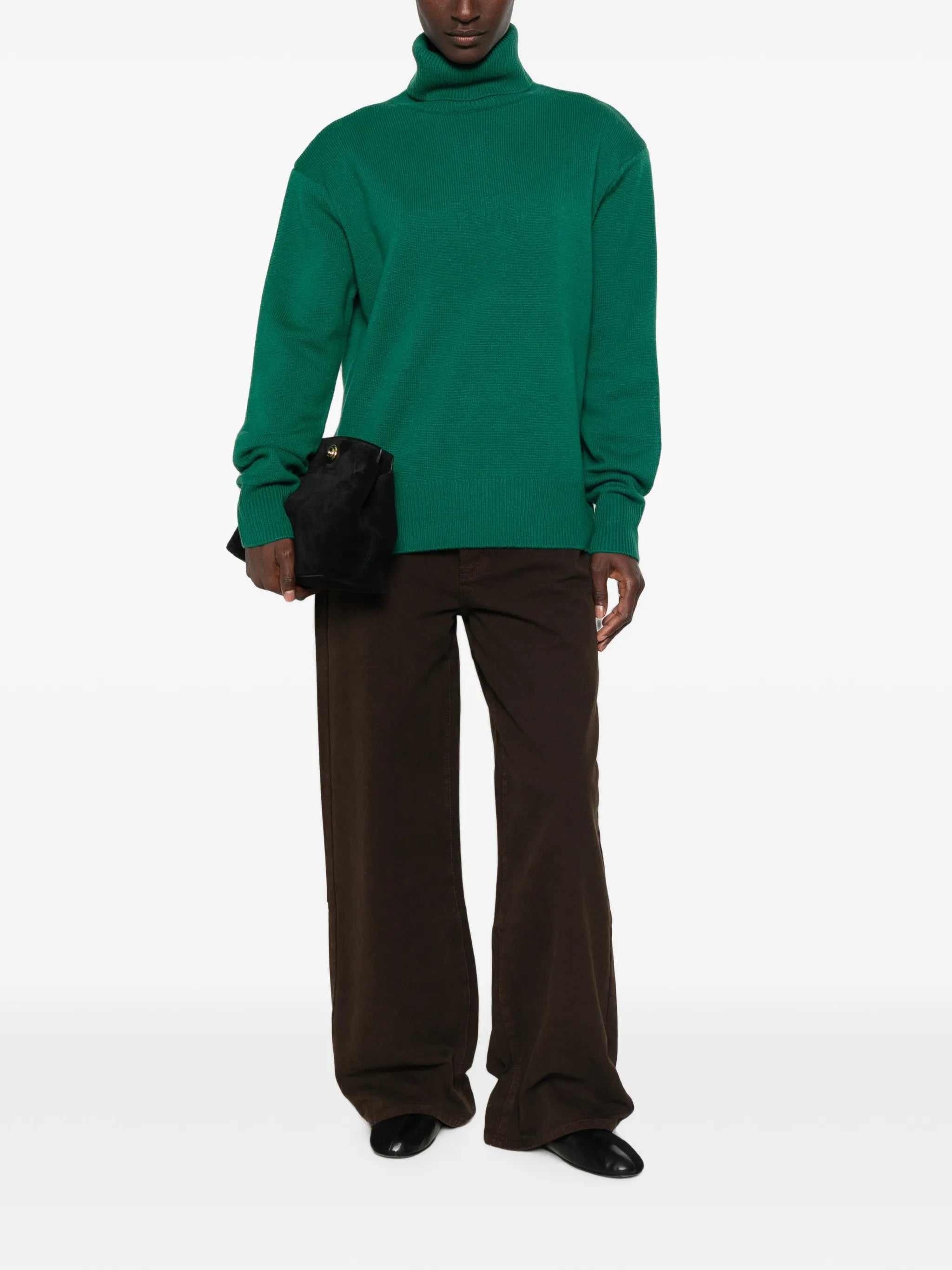 Gala padded roll-neck knitted wool sweater
