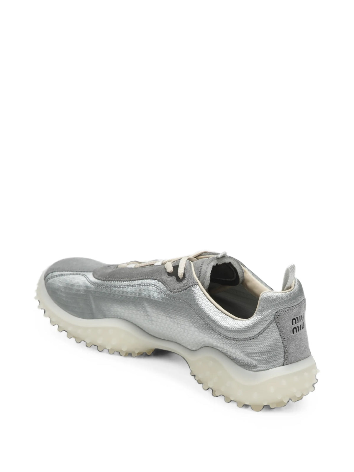 Bubble technical fabric and suede sneakers