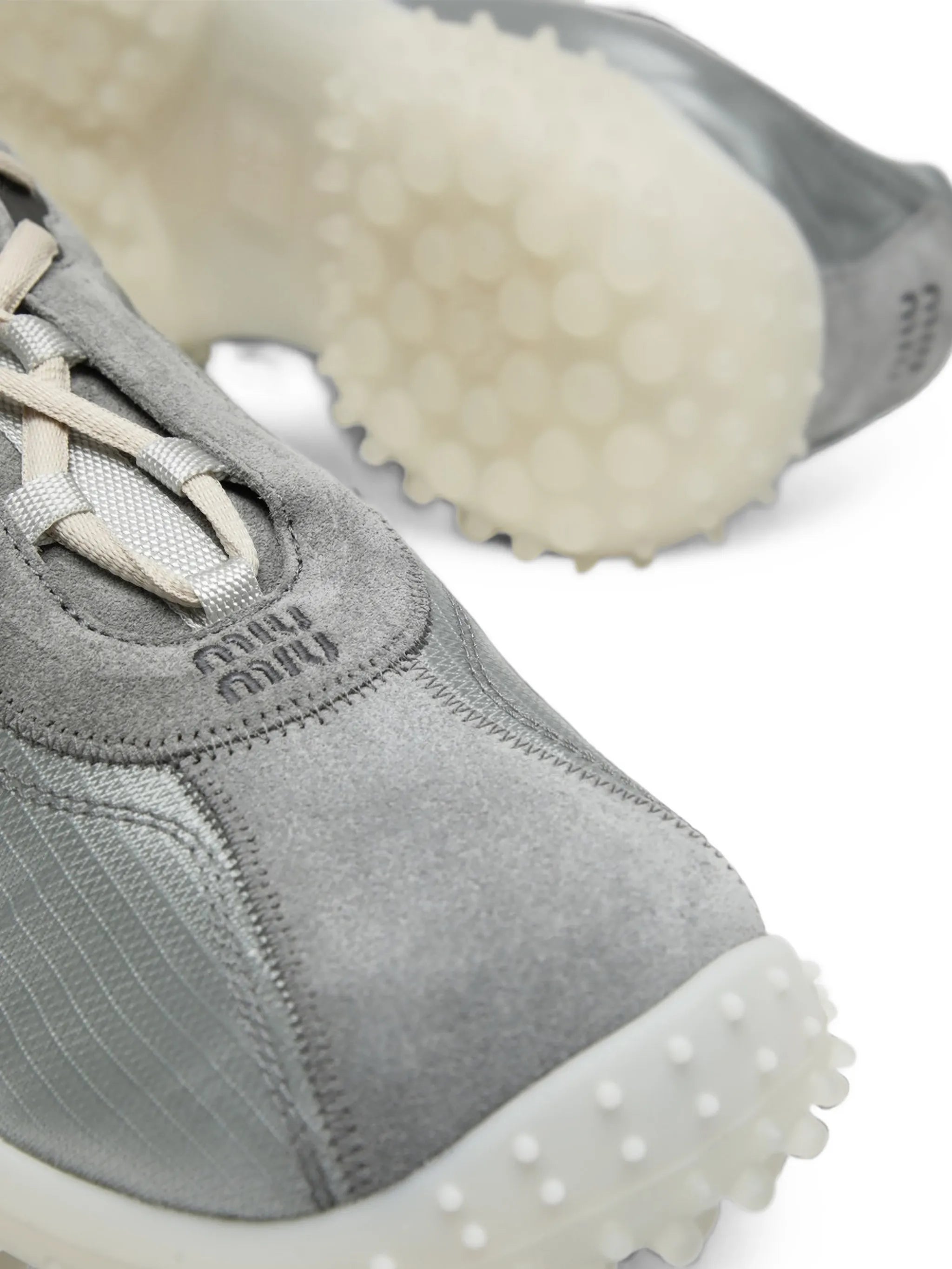 Bubble technical fabric and suede sneakers