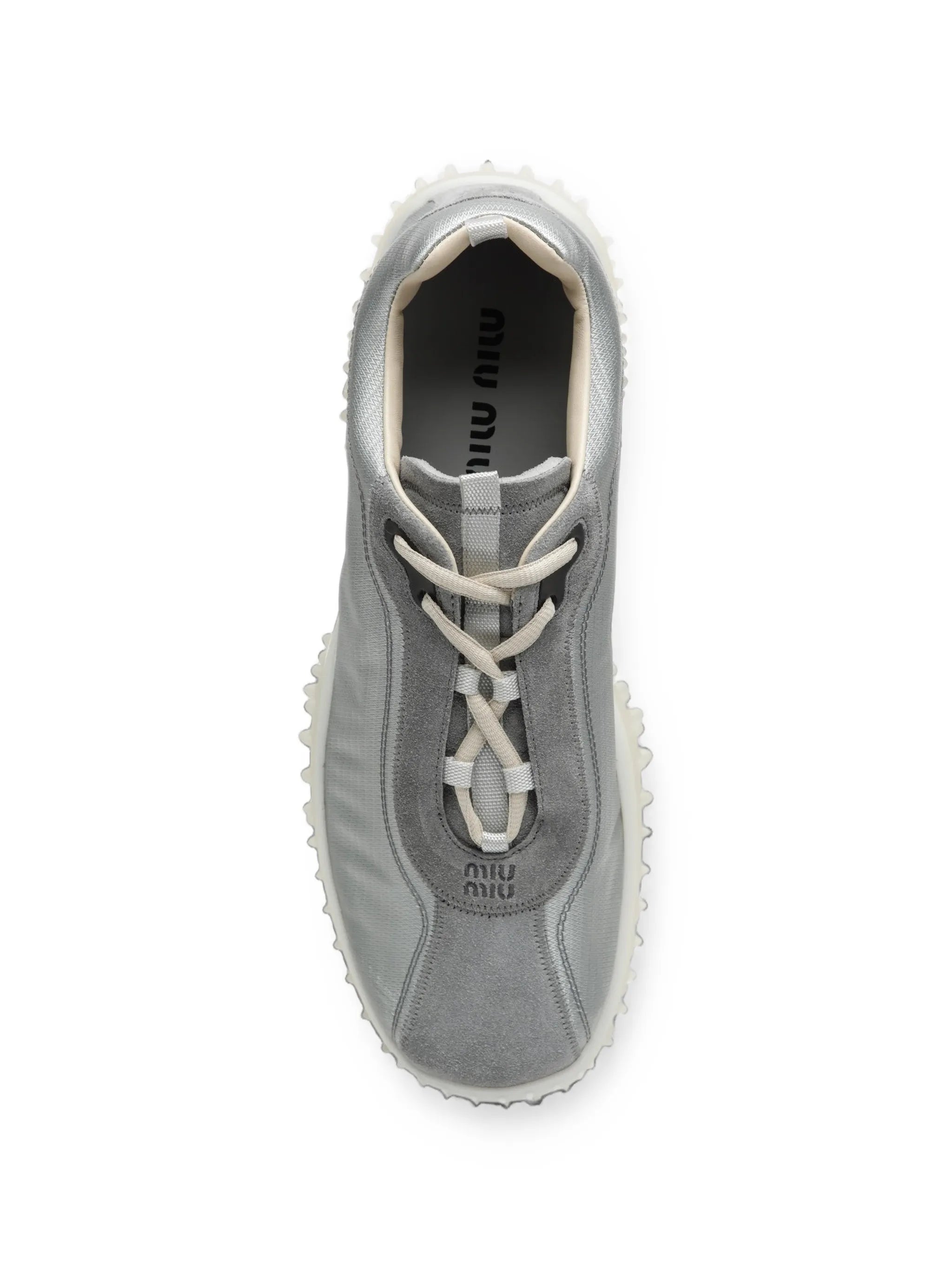 Bubble technical fabric and suede sneakers
