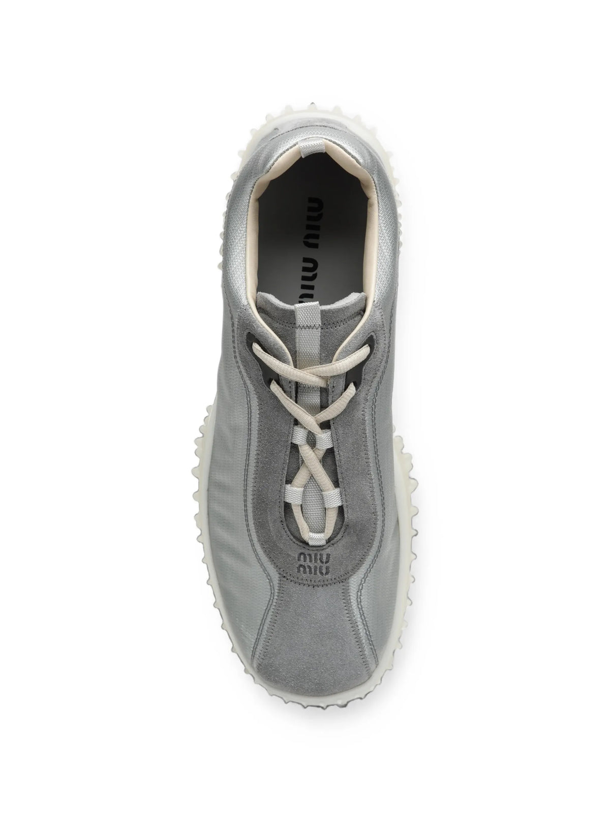 Bubble technical fabric and suede sneakers