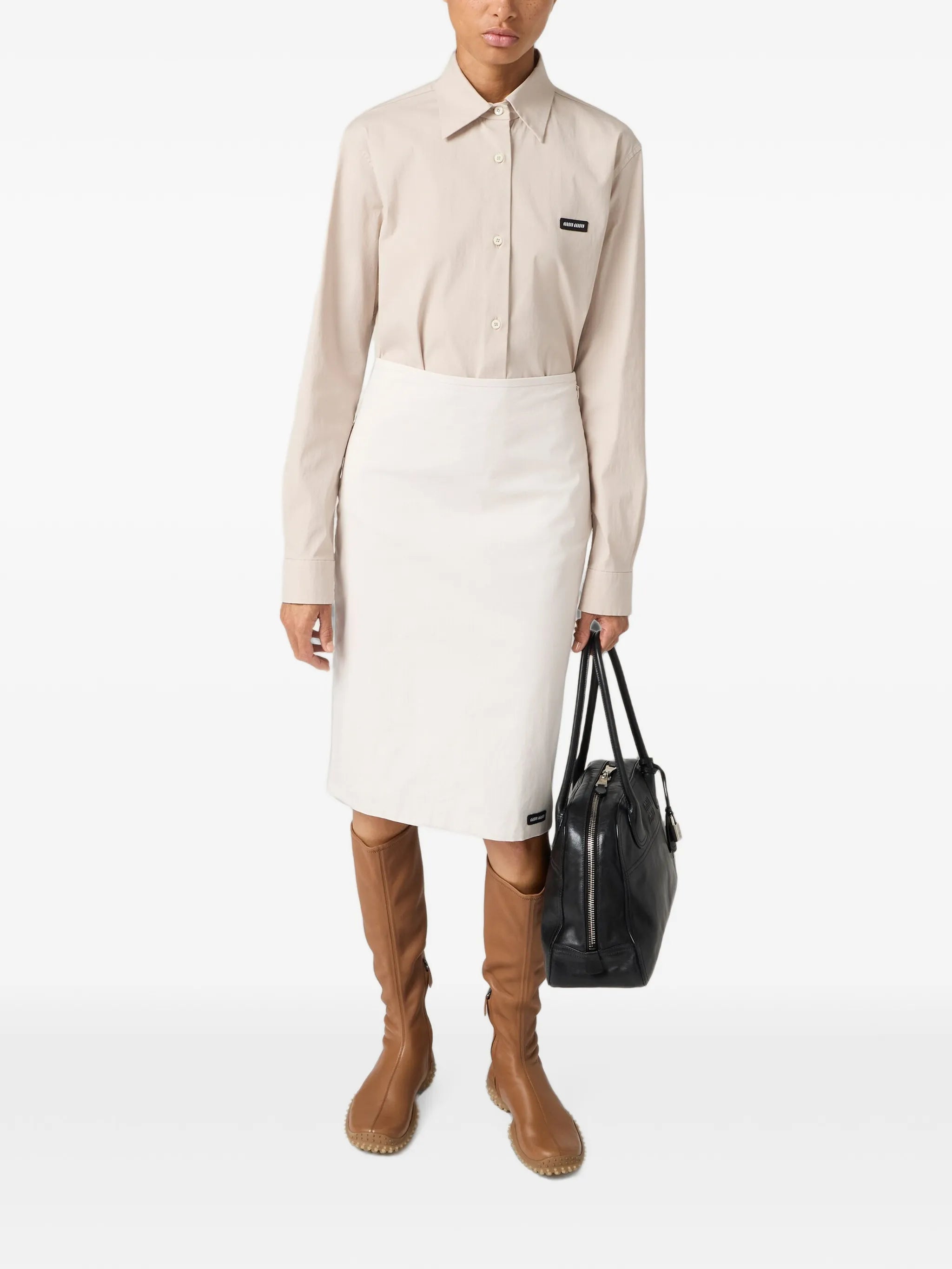 stretch poplin skirt
