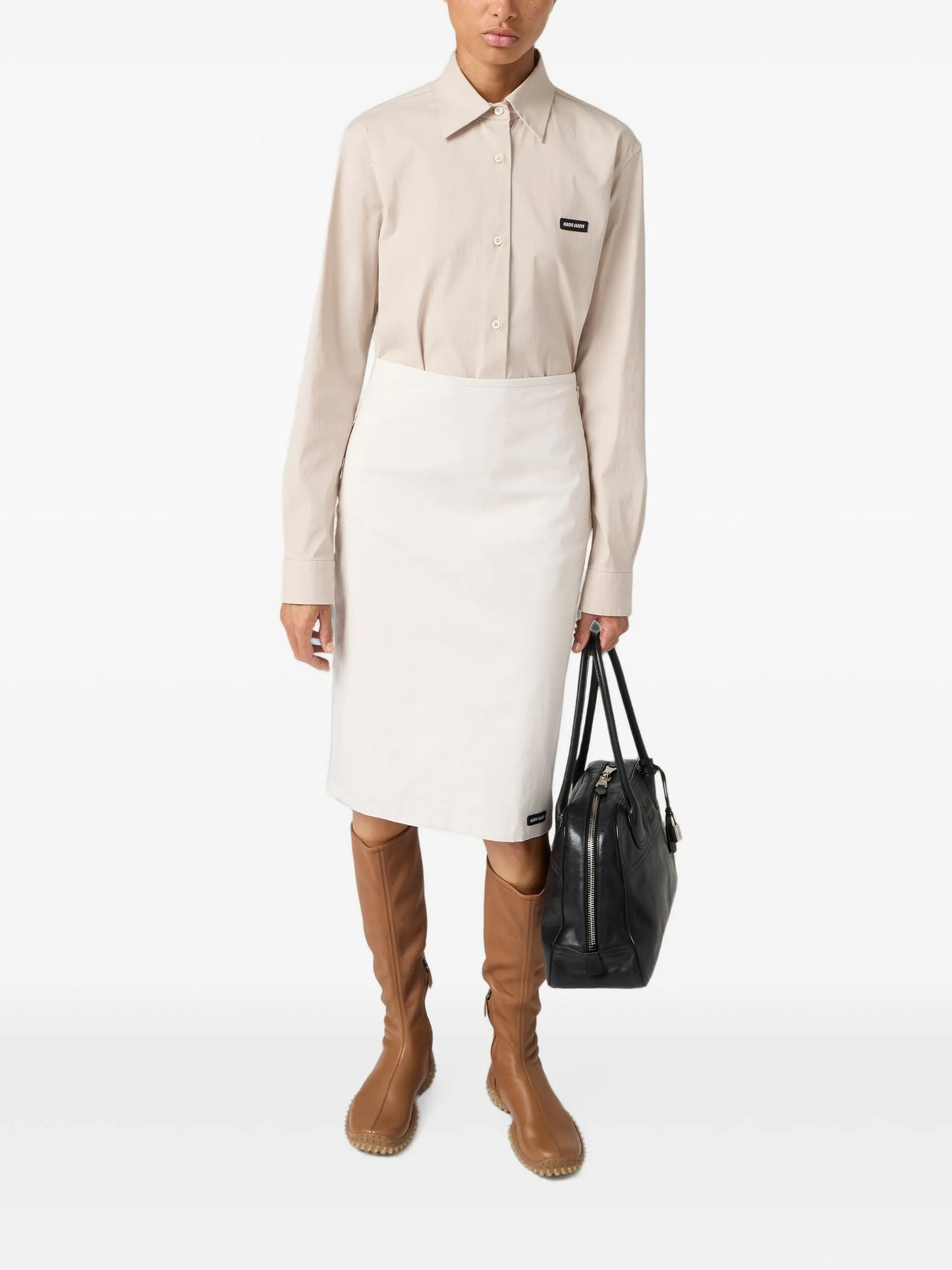 stretch poplin skirt