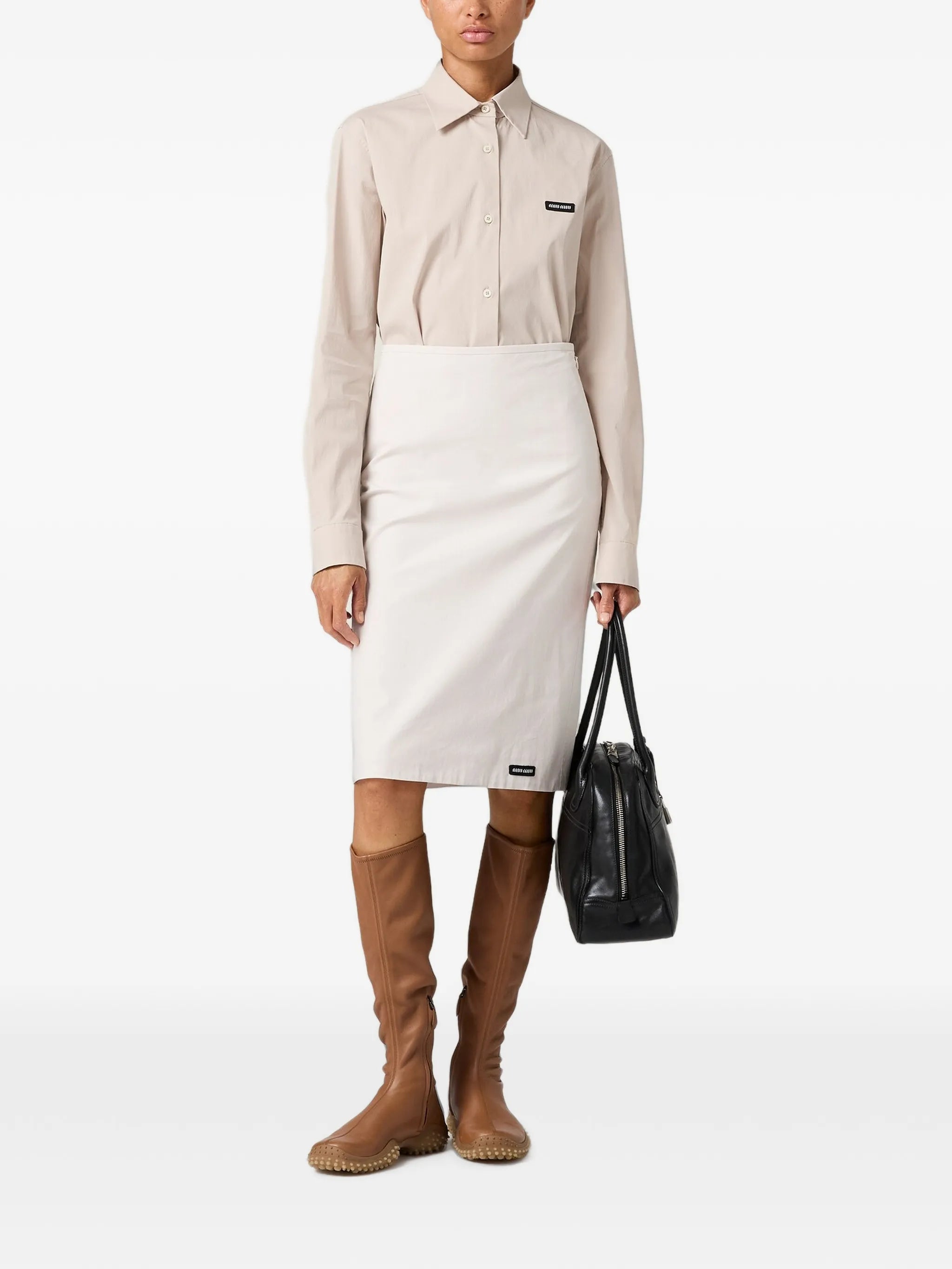 stretch poplin skirt