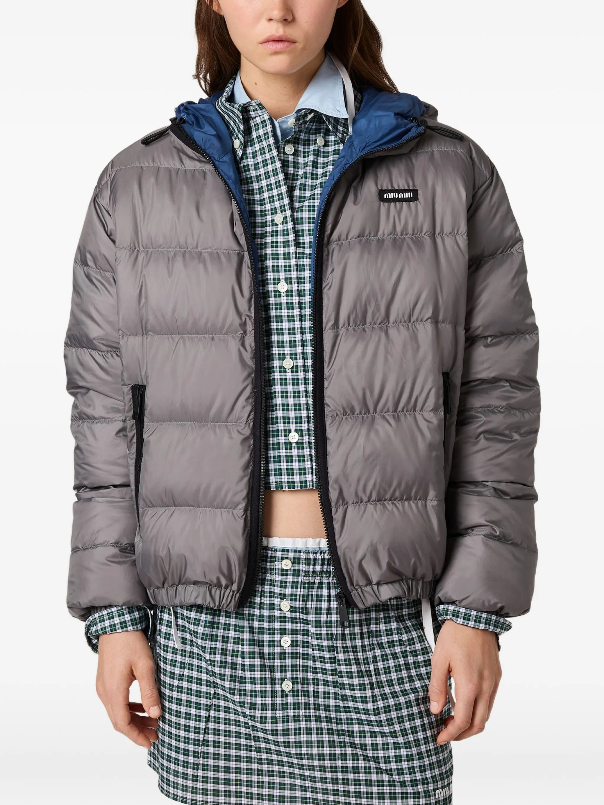 light pongé down hoodie jacket