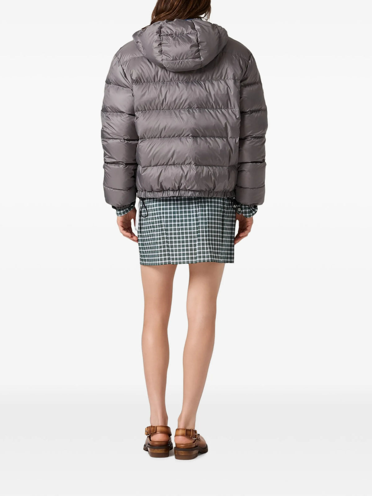 light pongé down hoodie jacket