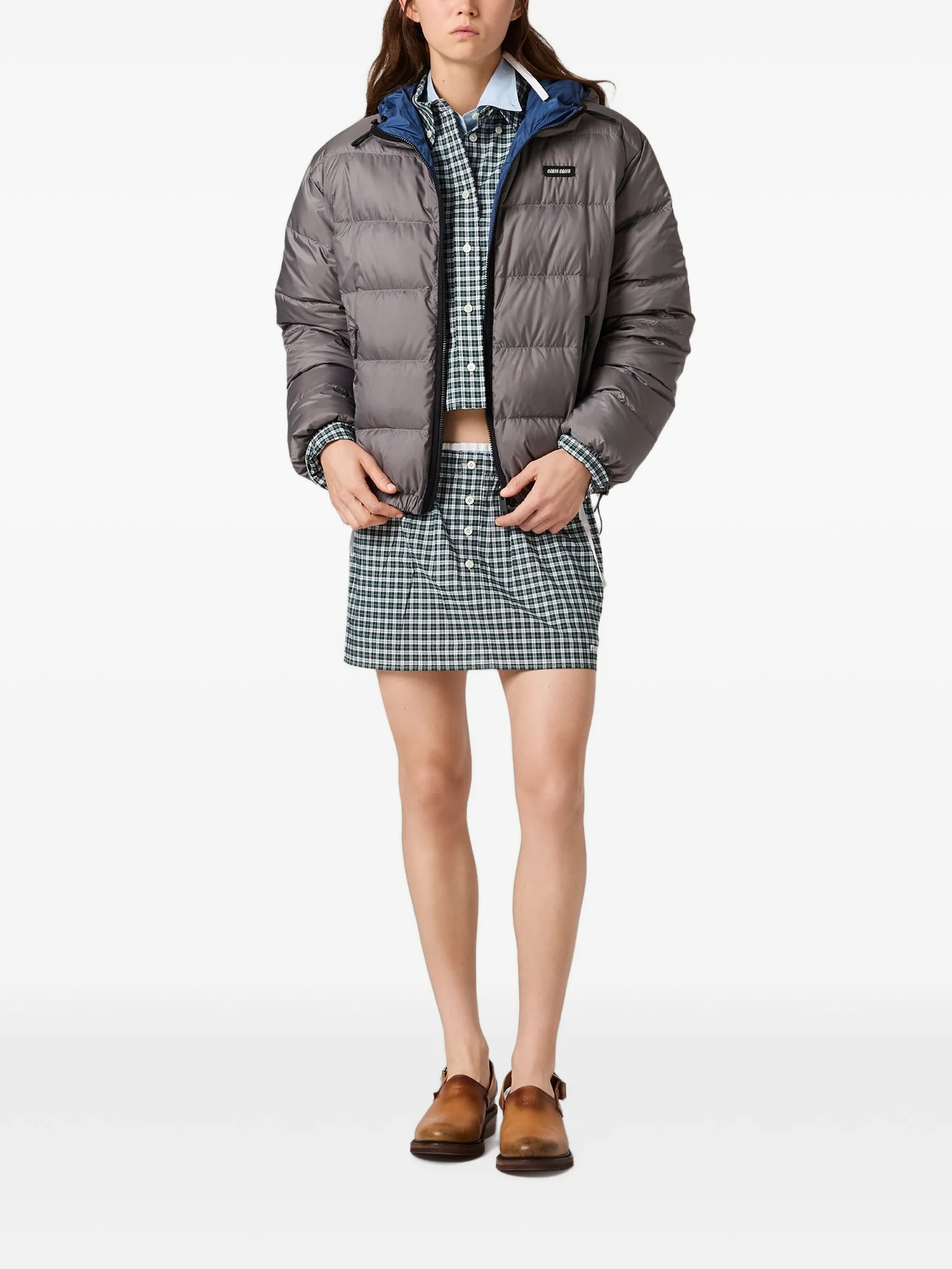 light pongé down hoodie jacket