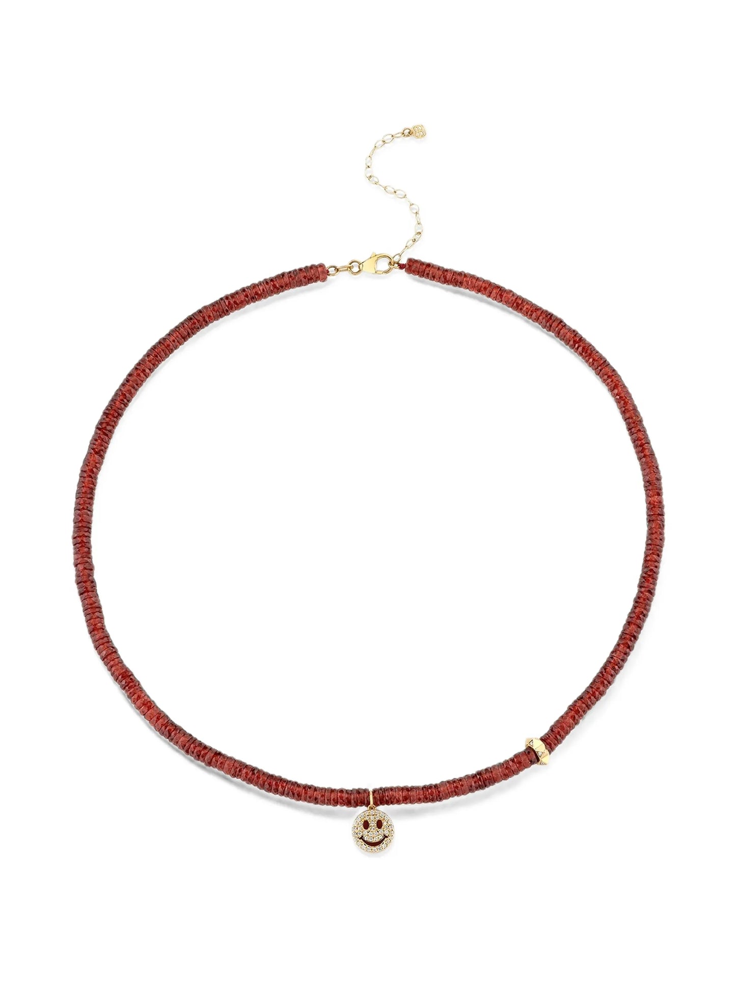 smiley face diamond beaded necklace