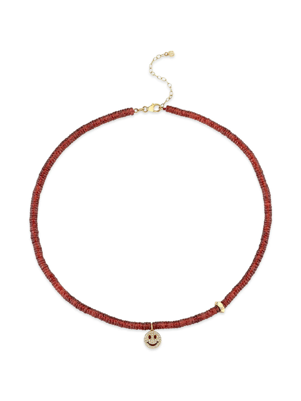 smiley face diamond beaded necklace