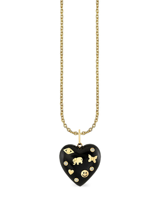 onyx Icon heart necklace