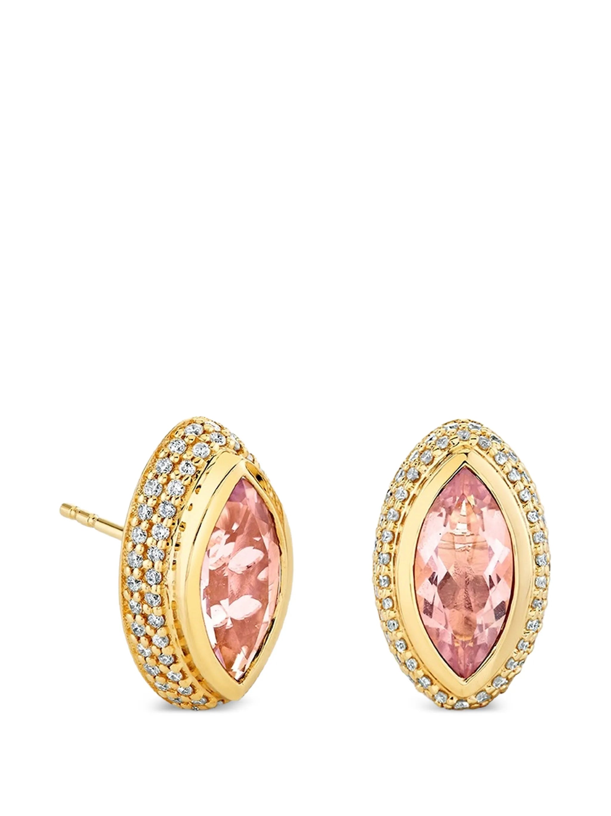 lavender quartz and diamond earrings