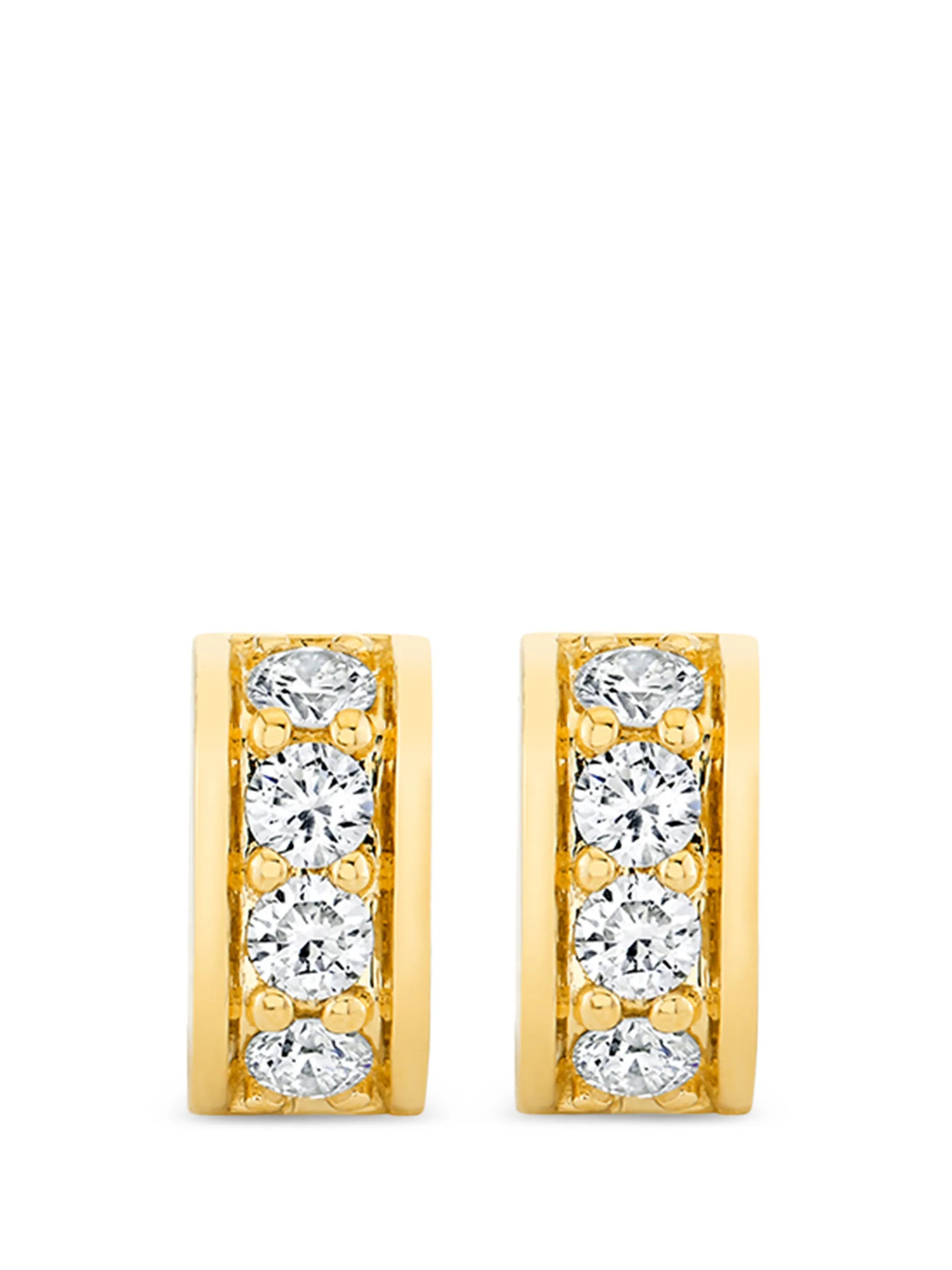 diamond and stone inlay stud earrings