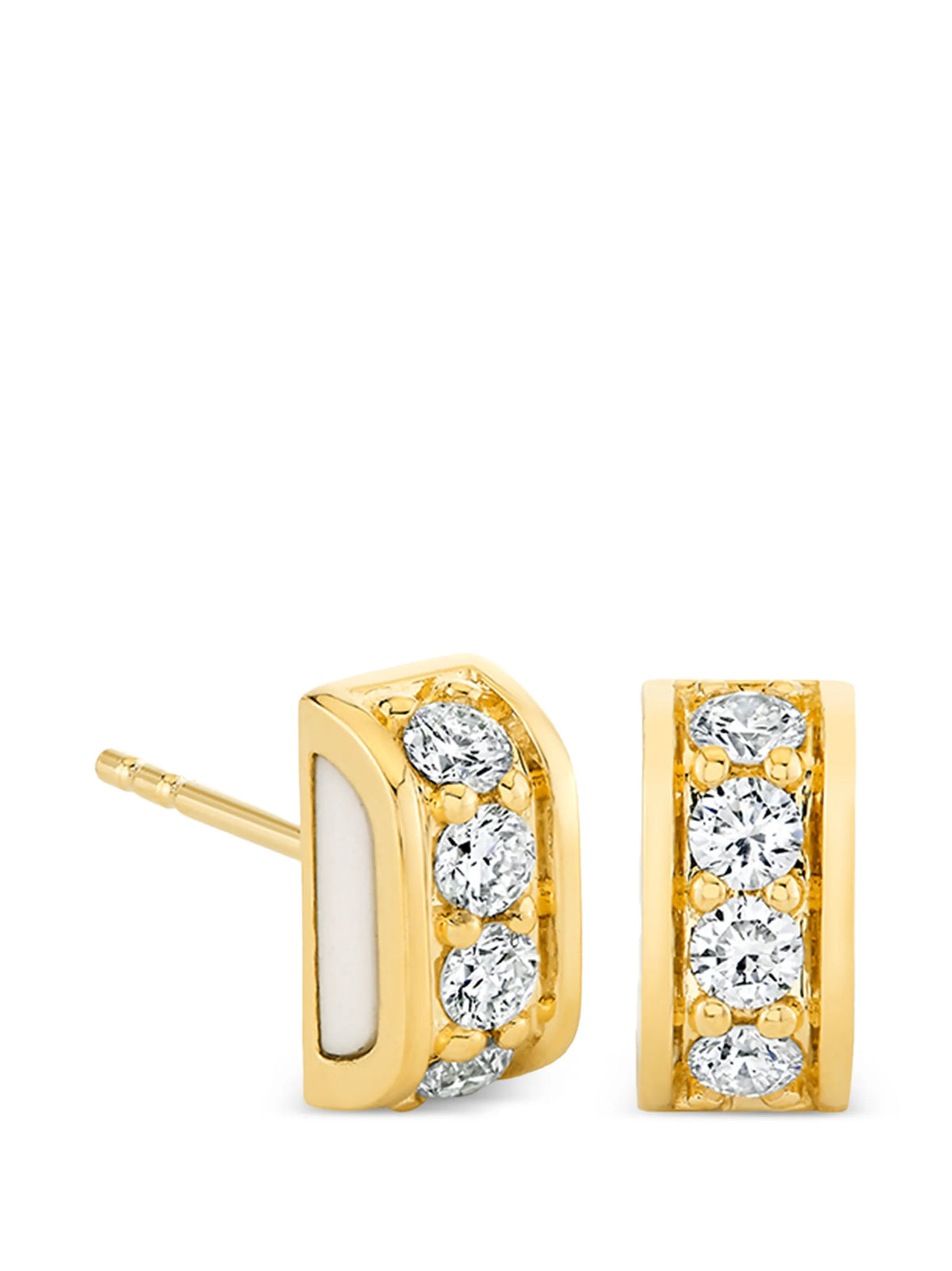 diamond and stone inlay stud earrings