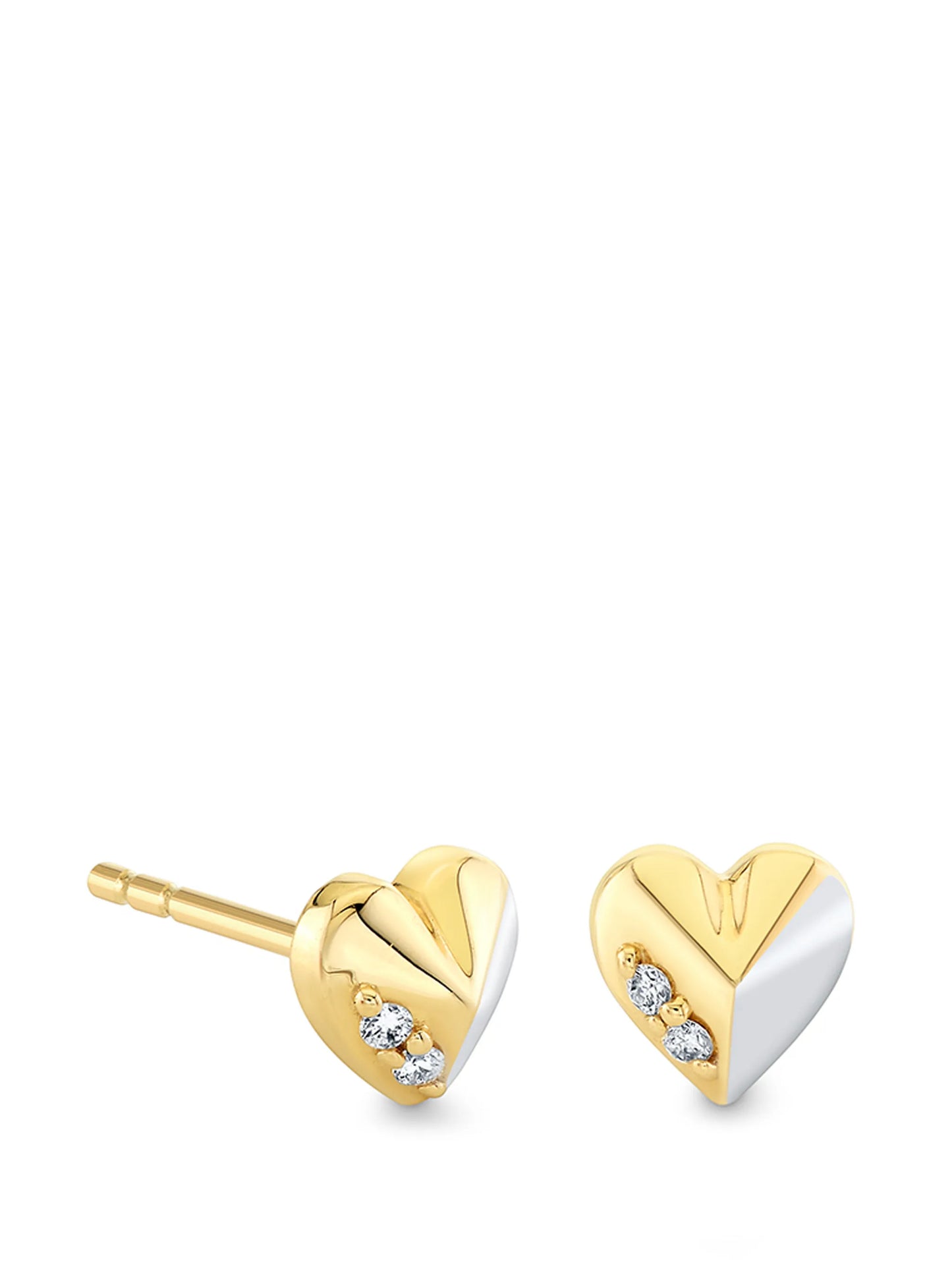 Pyramid Heart diamond and stud earrings