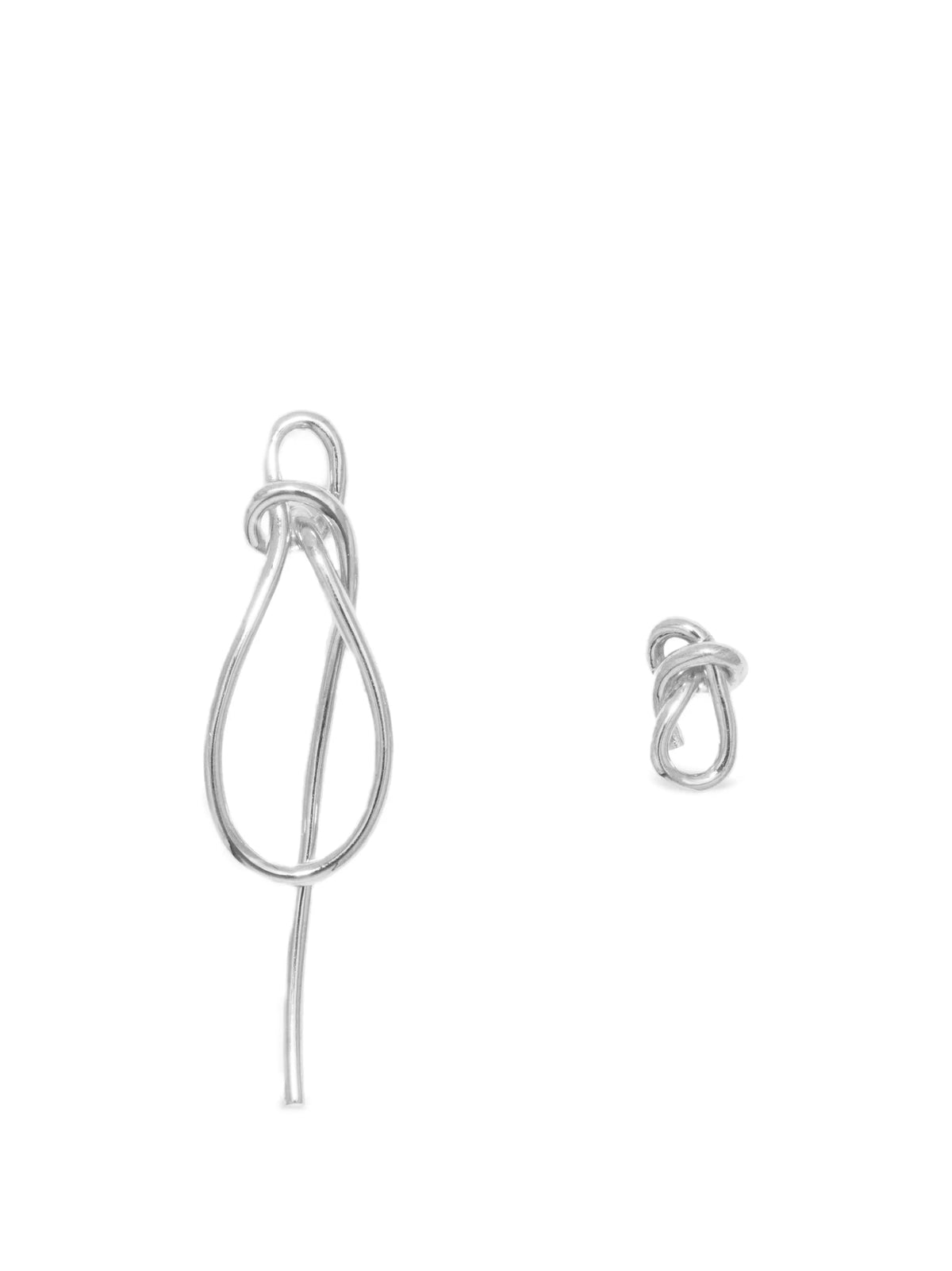 Thread asymmetrical knot earrings