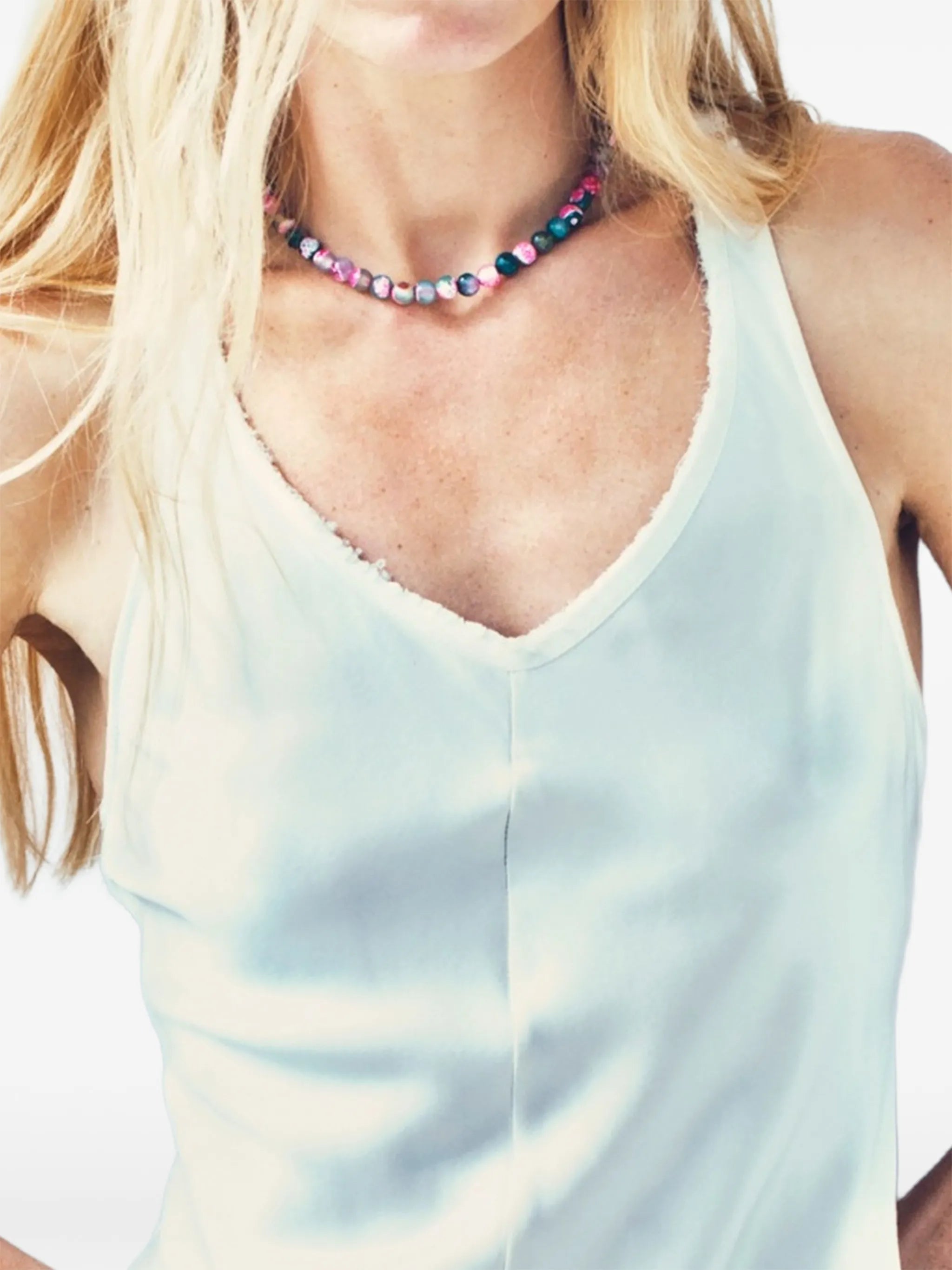 beaded fire agate necklace