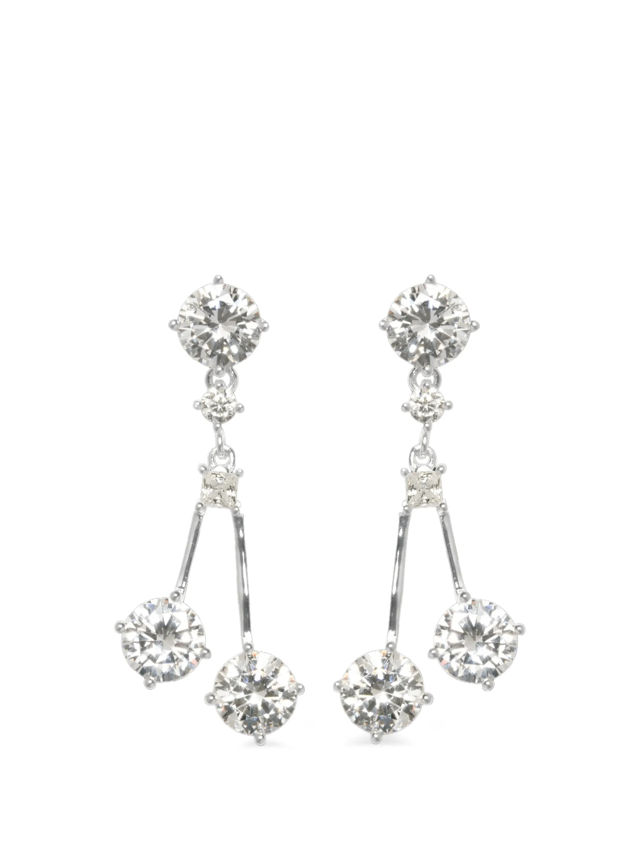 cubic zirconia two-stem drop earrings
