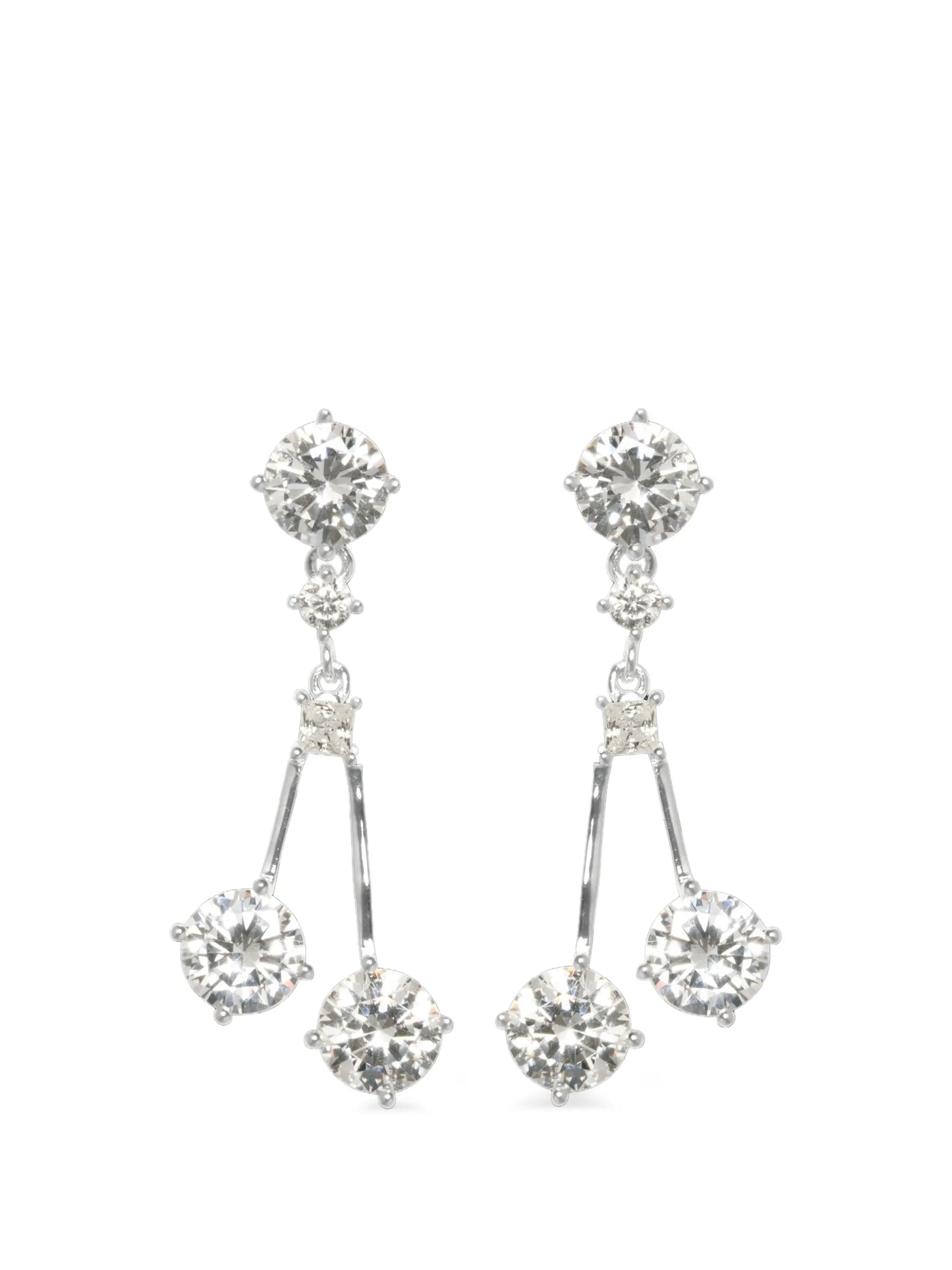 cubic zirconia two-stem drop earrings