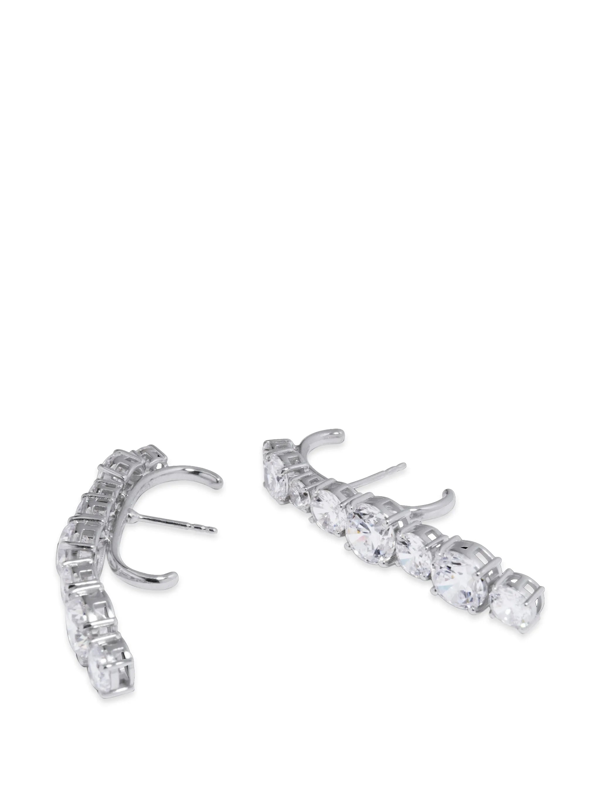Inflection cubic zirconia ear climber earrings