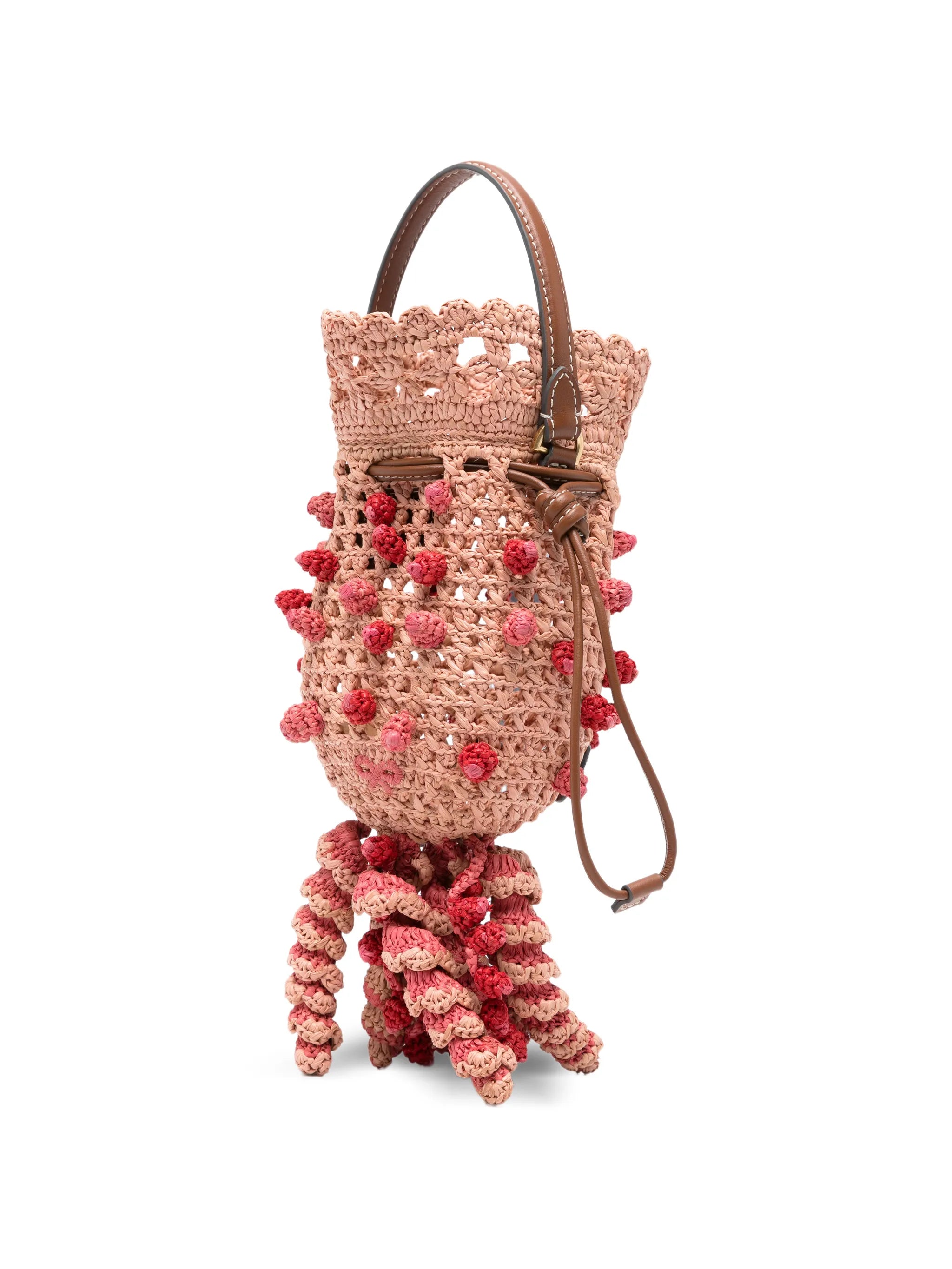Squid raffia bucket bag