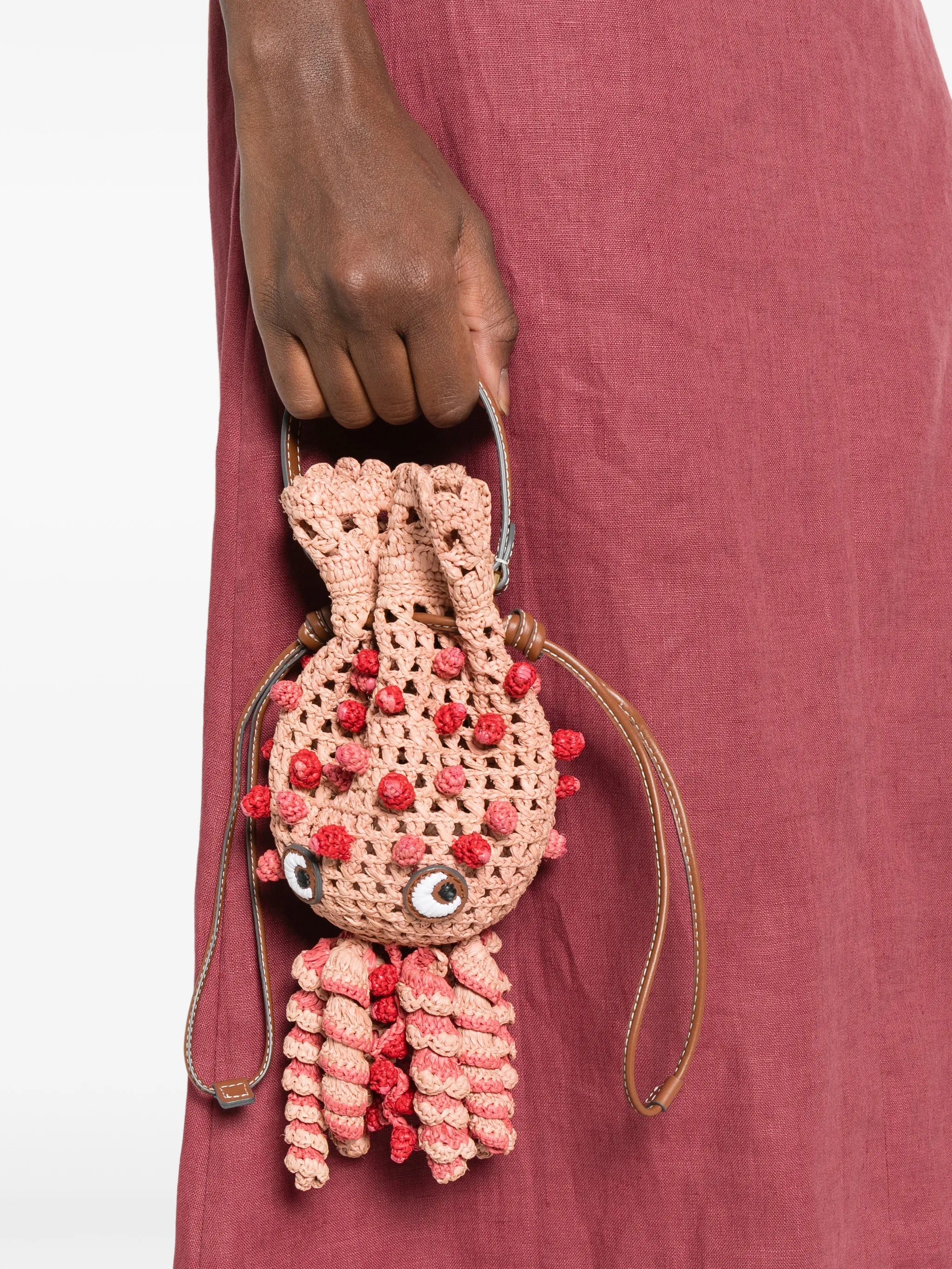 Squid raffia bucket bag
