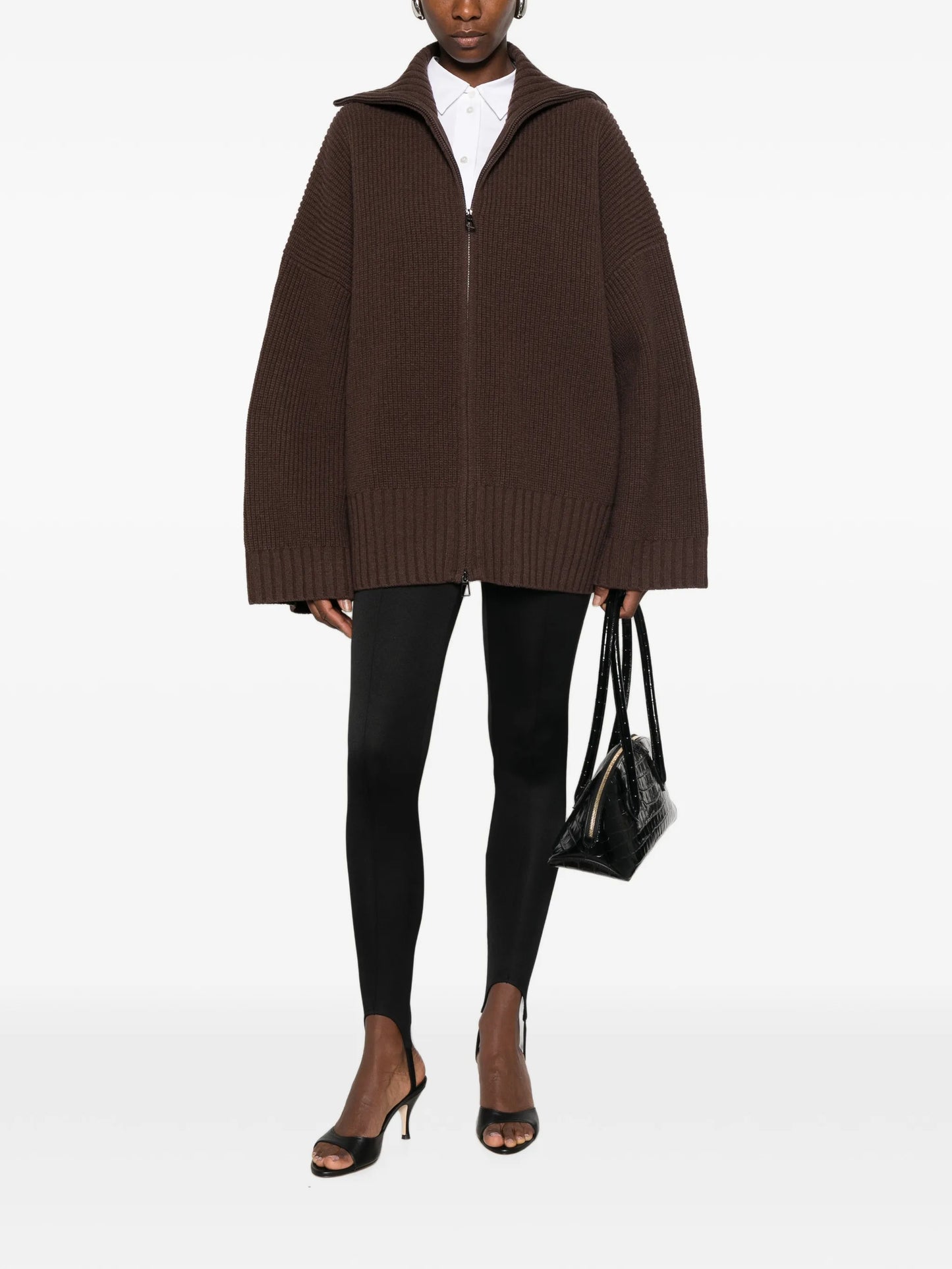 Veda ribbed-knit zip-fastening cardigan