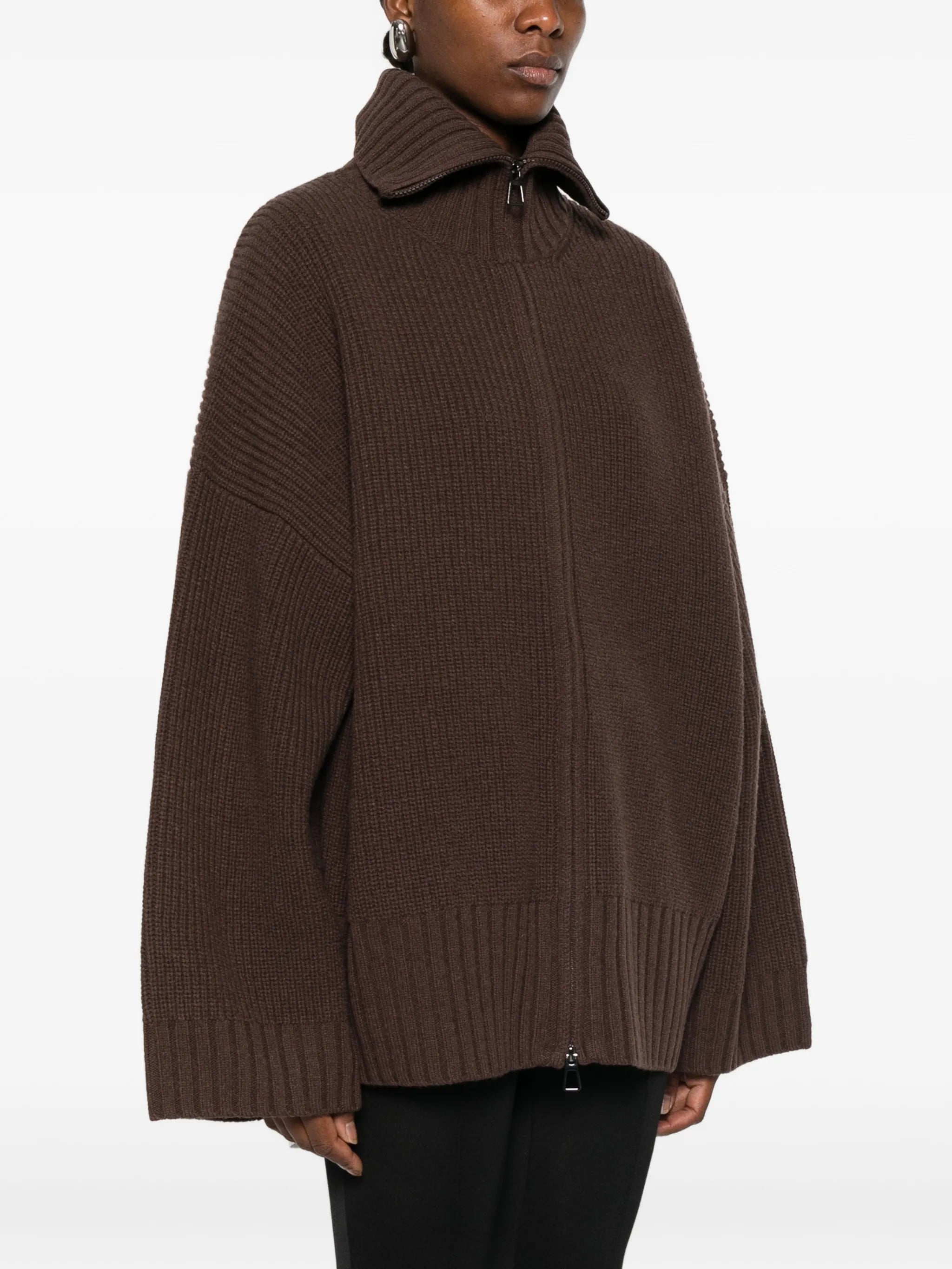 Veda ribbed-knit zip-fastening cardigan
