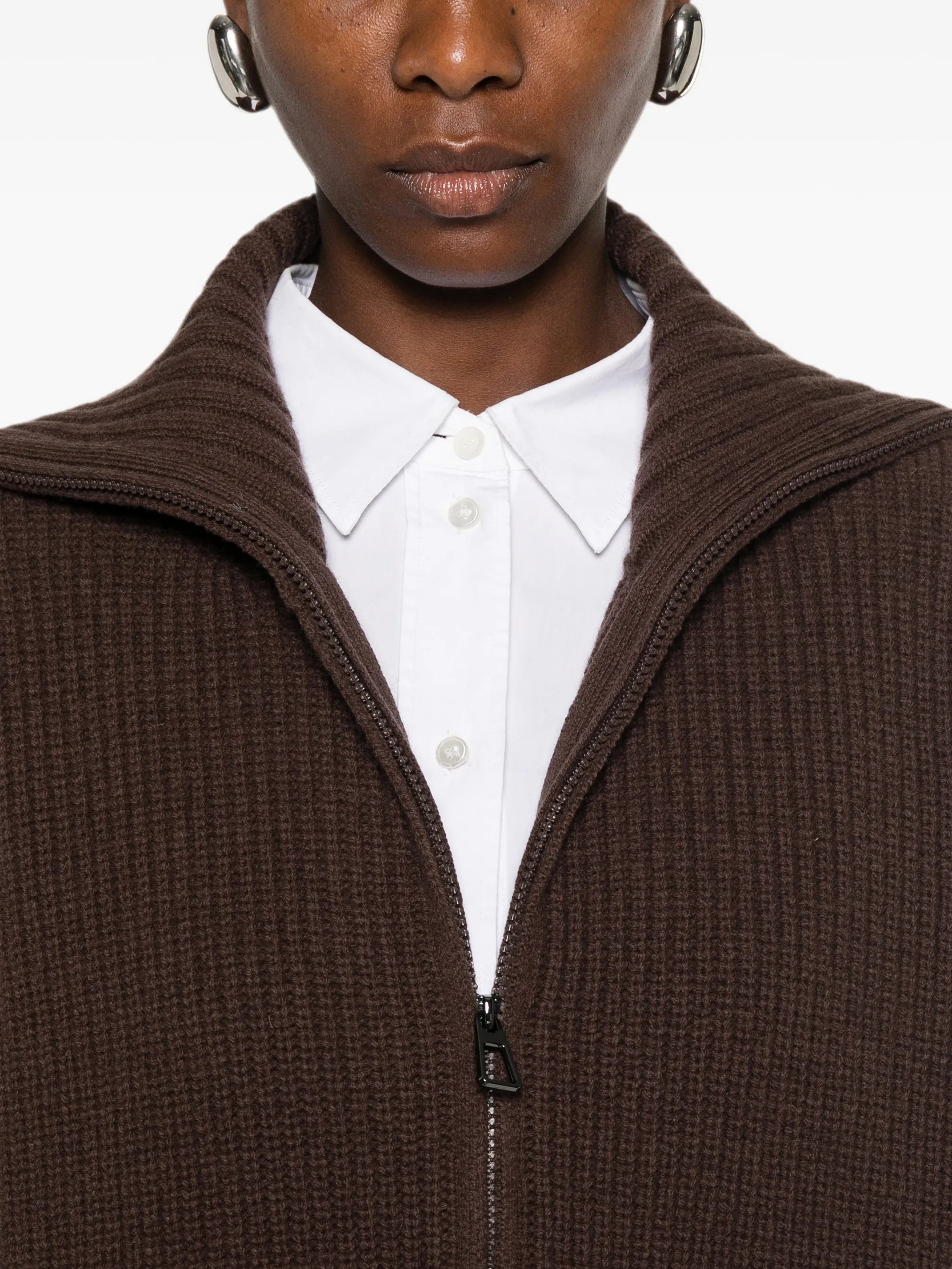 Veda ribbed-knit zip-fastening cardigan