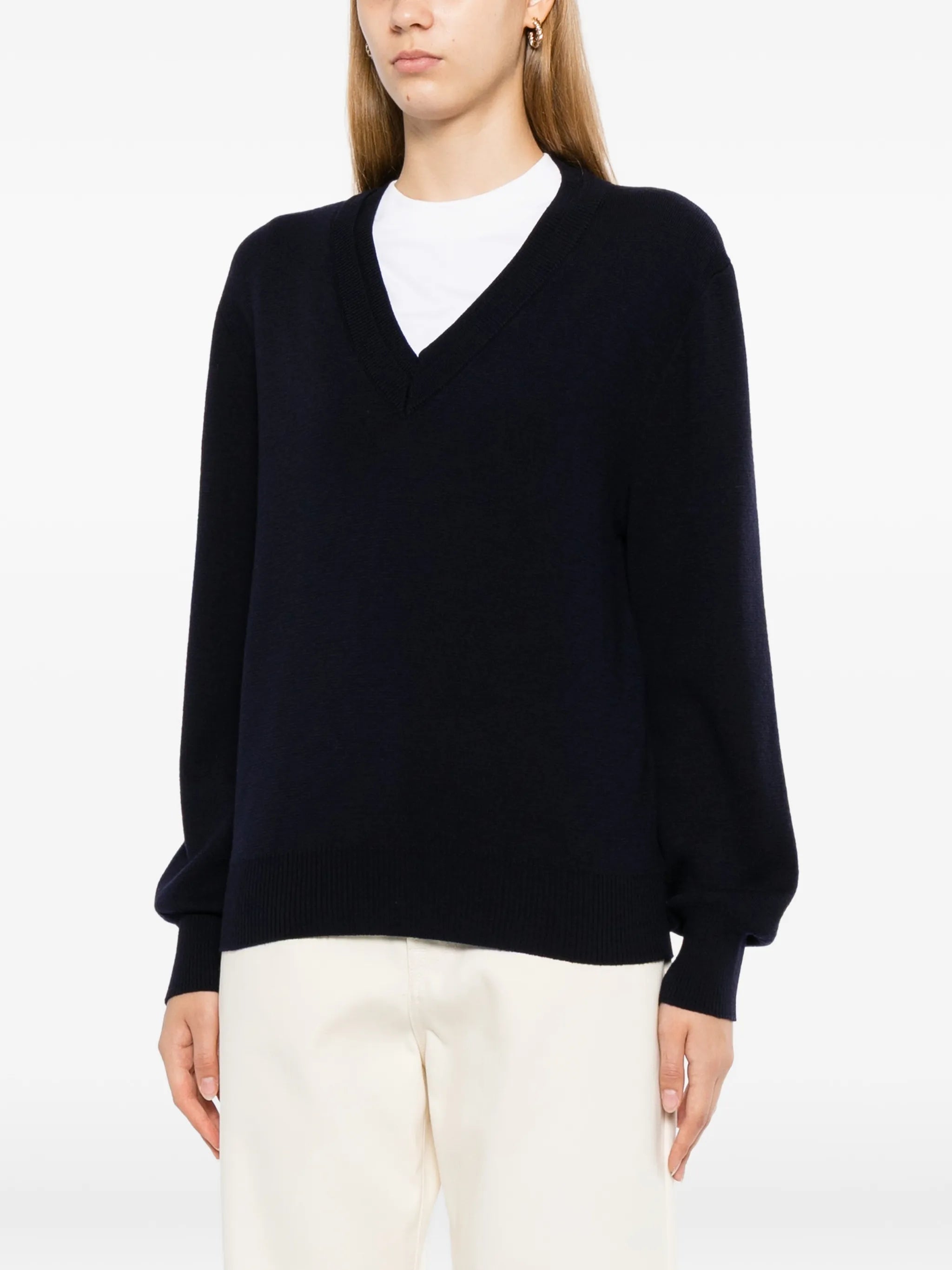 merino-wool V-neck sweater