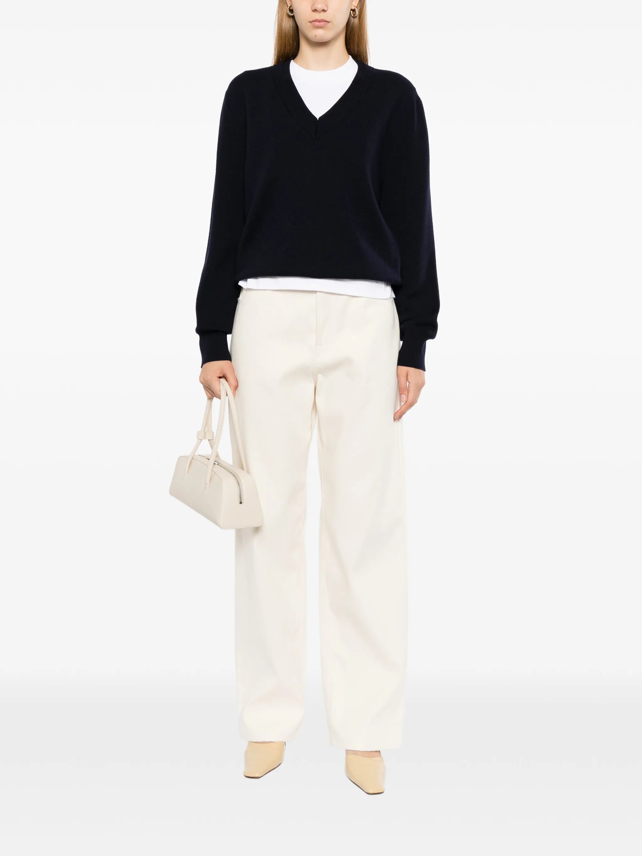 merino-wool V-neck sweater