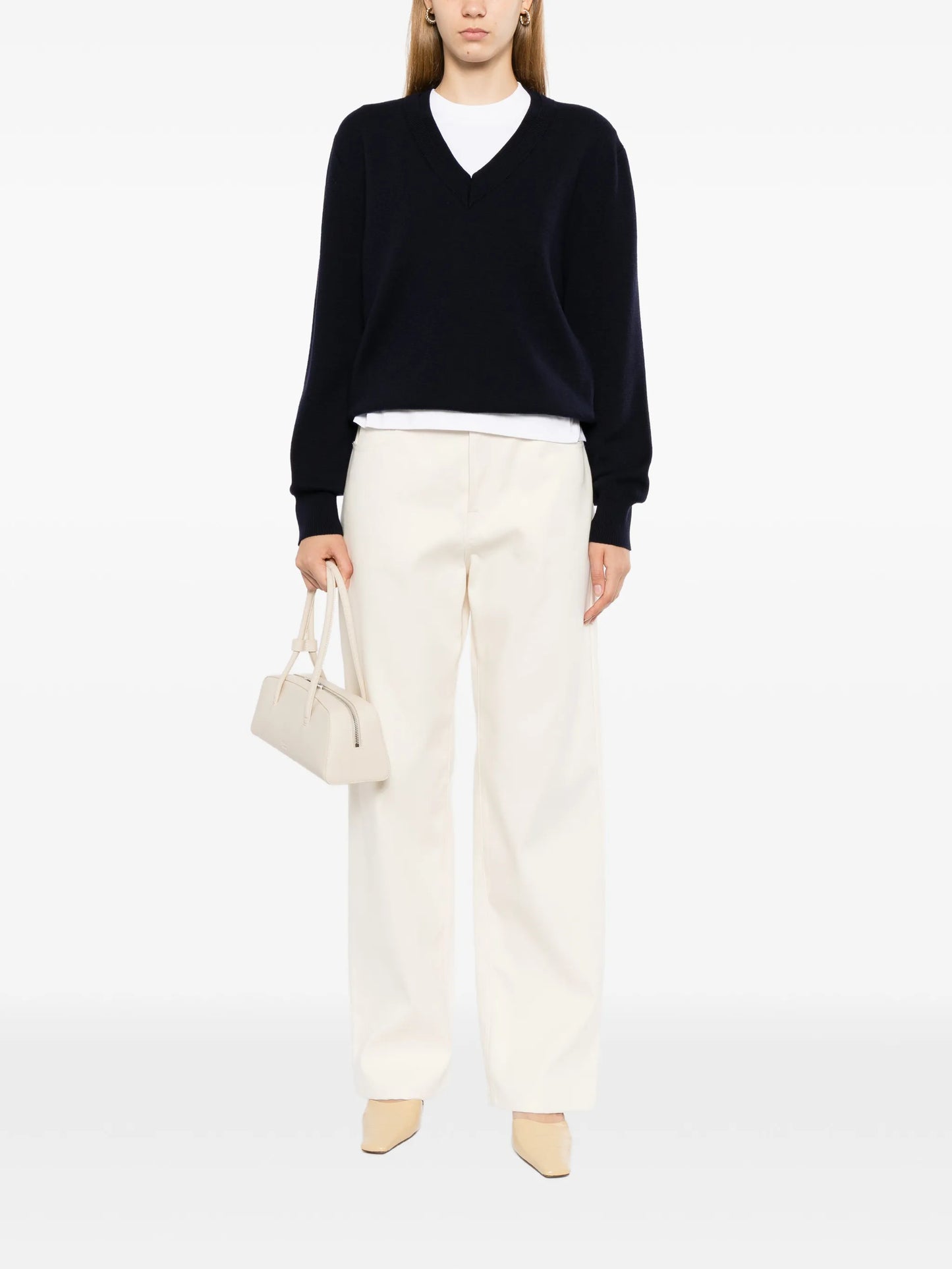 merino-wool V-neck sweater