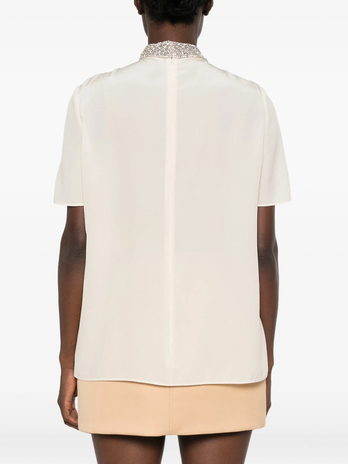 embroidered crepe de chine top
