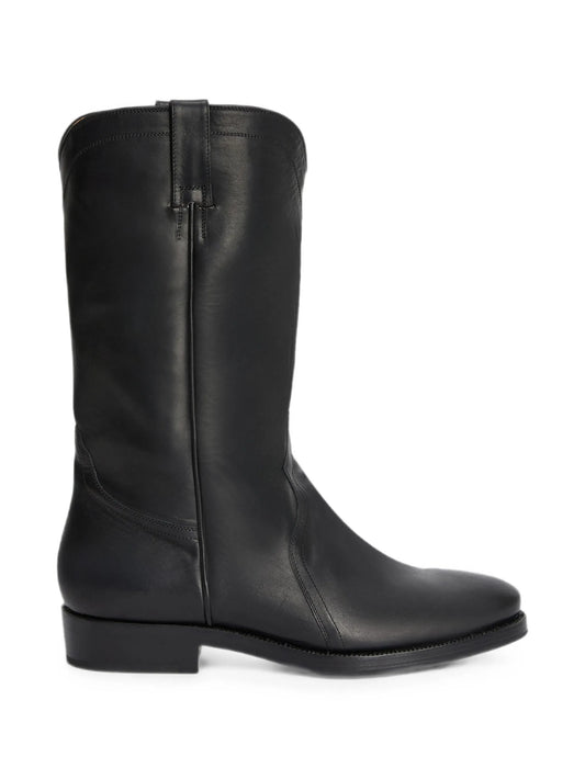 aged-effect leather boots