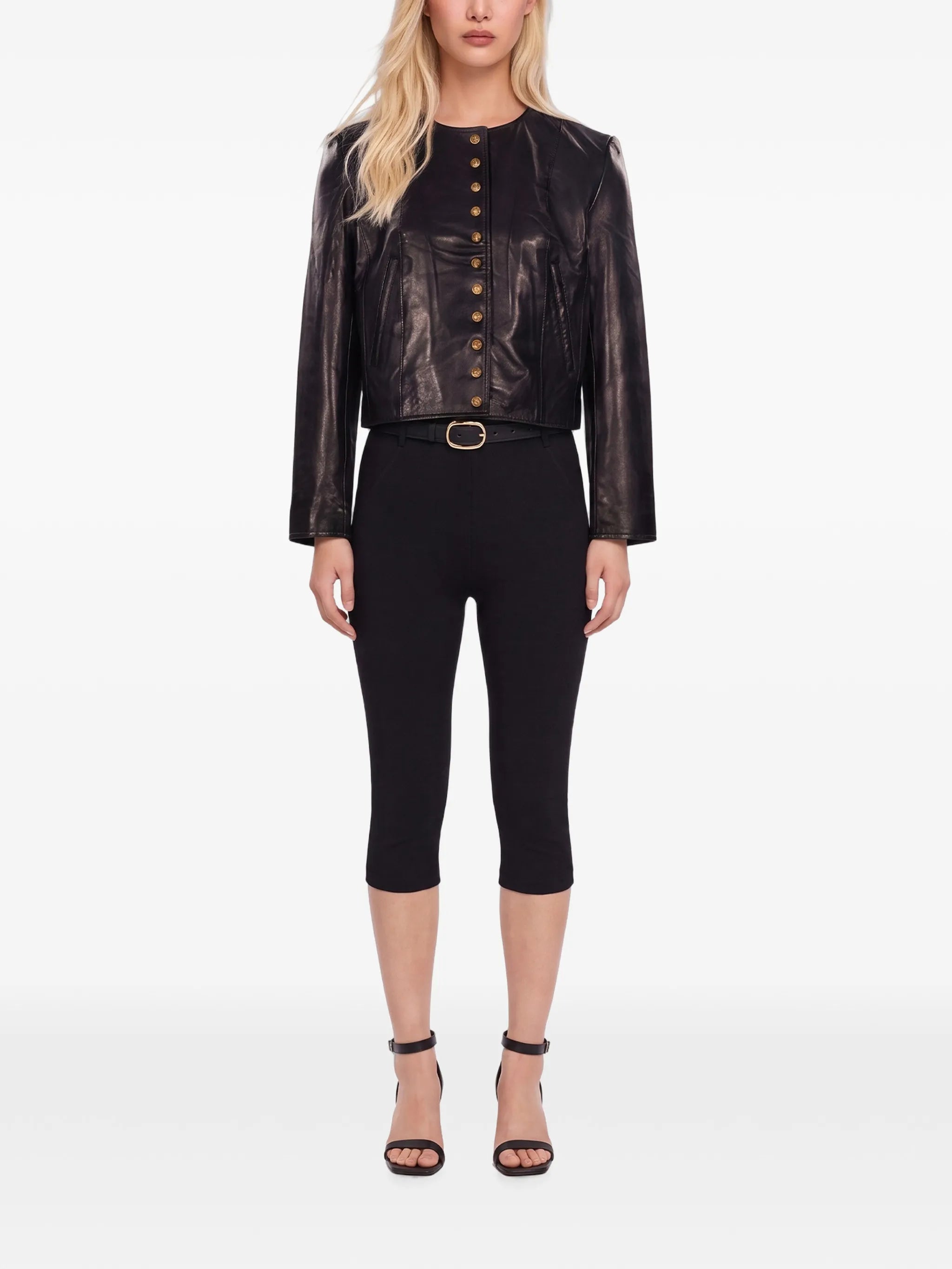 button-up leather jacket