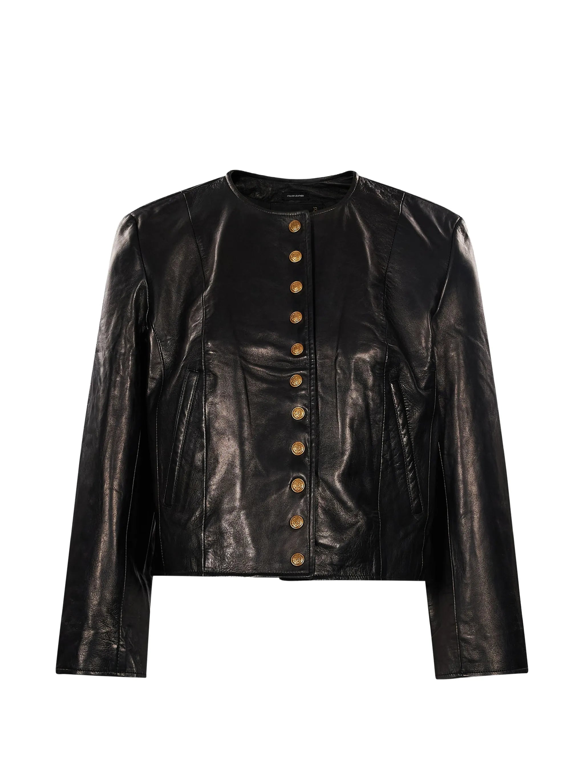 button-up leather jacket
