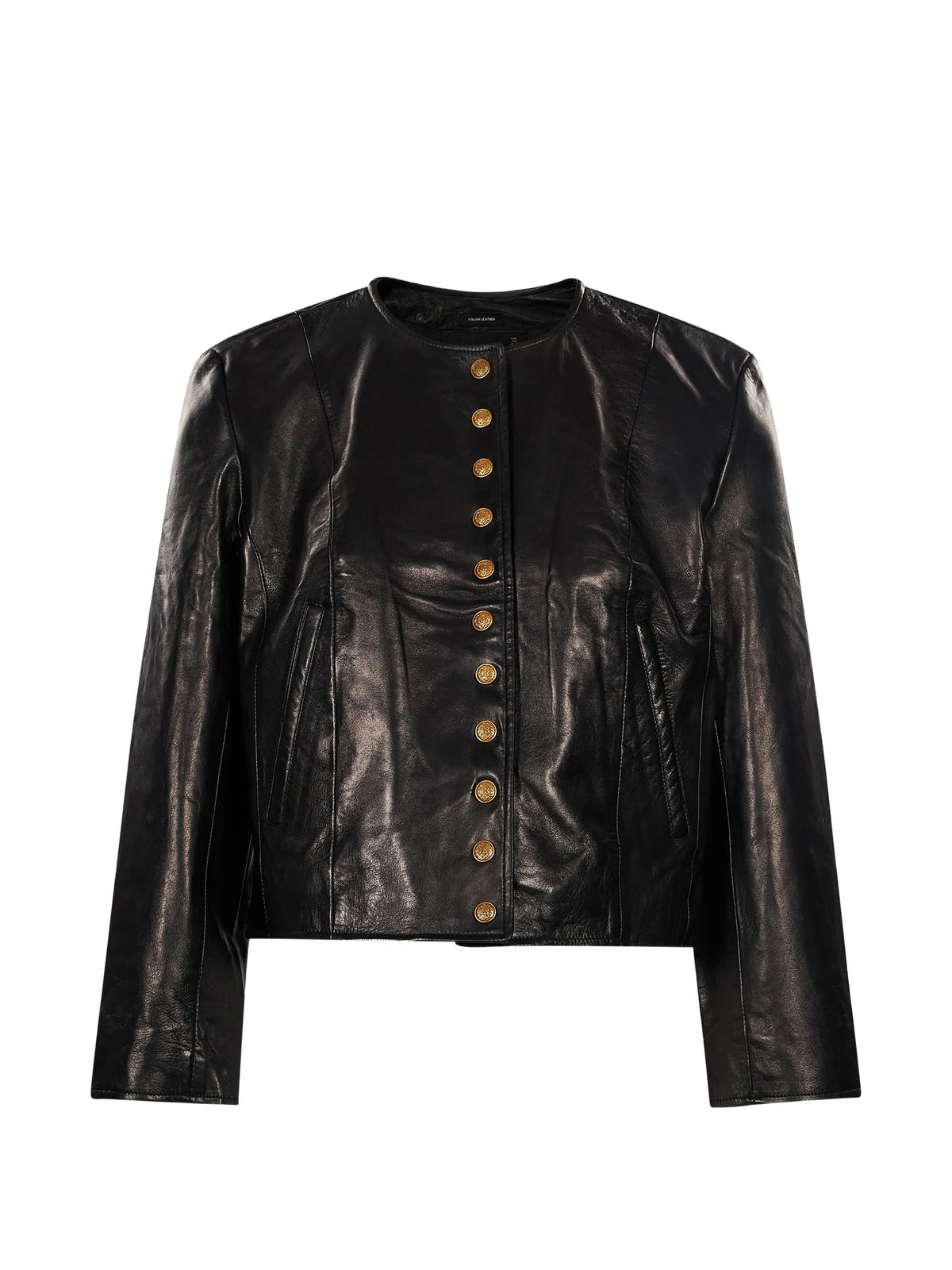 button-up leather jacket